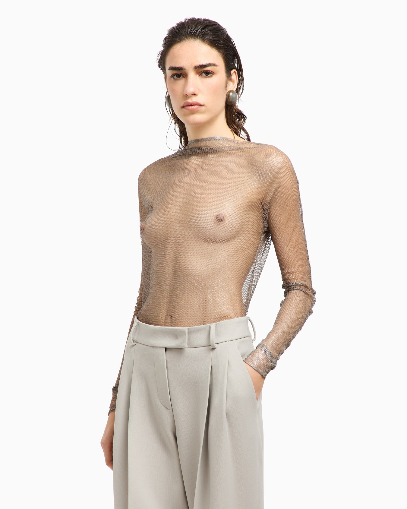 Mesh-stitch viscose-blend jumper Slide 4