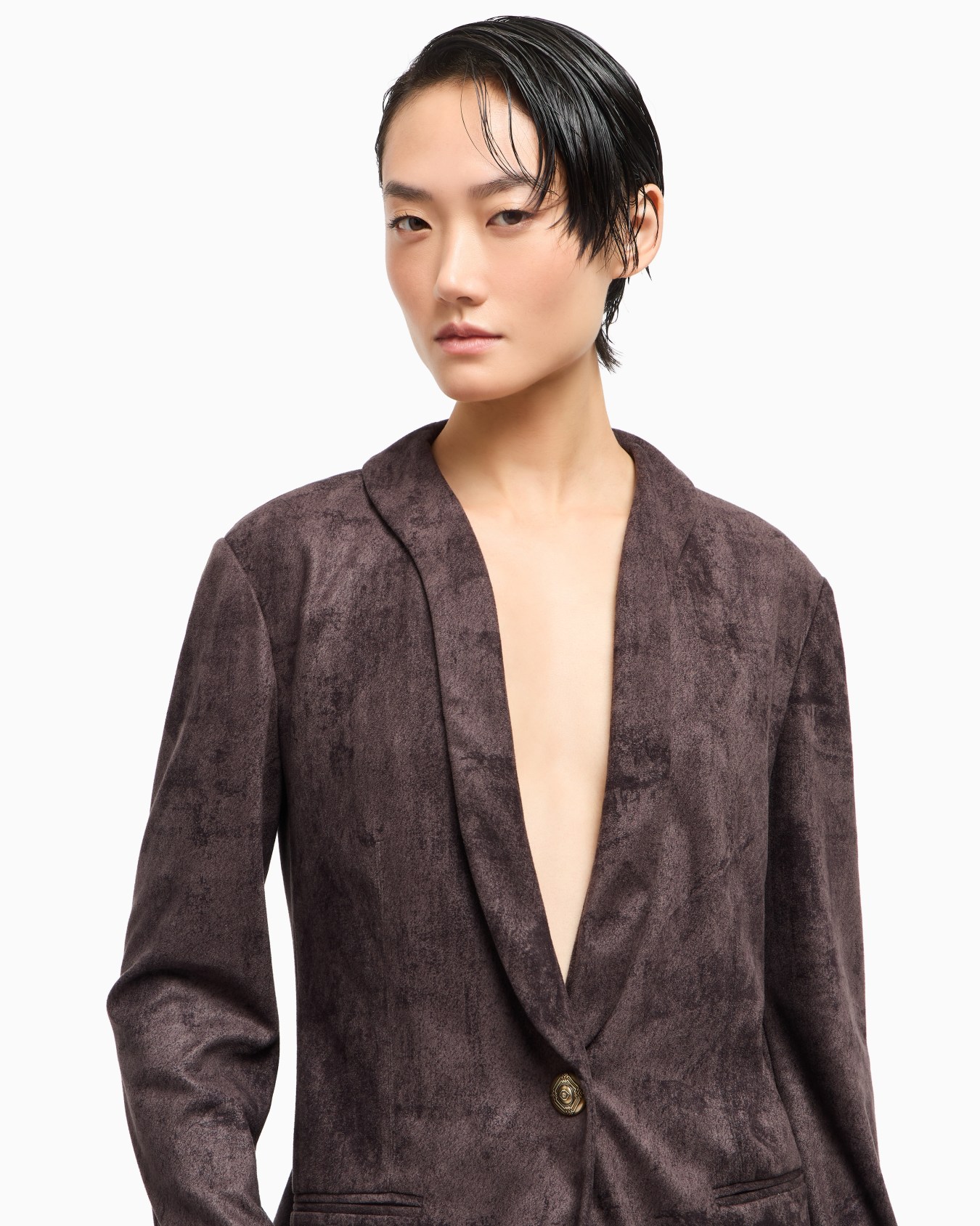 Single-breasted jacket in Alcantara-effect jersey Slide 5