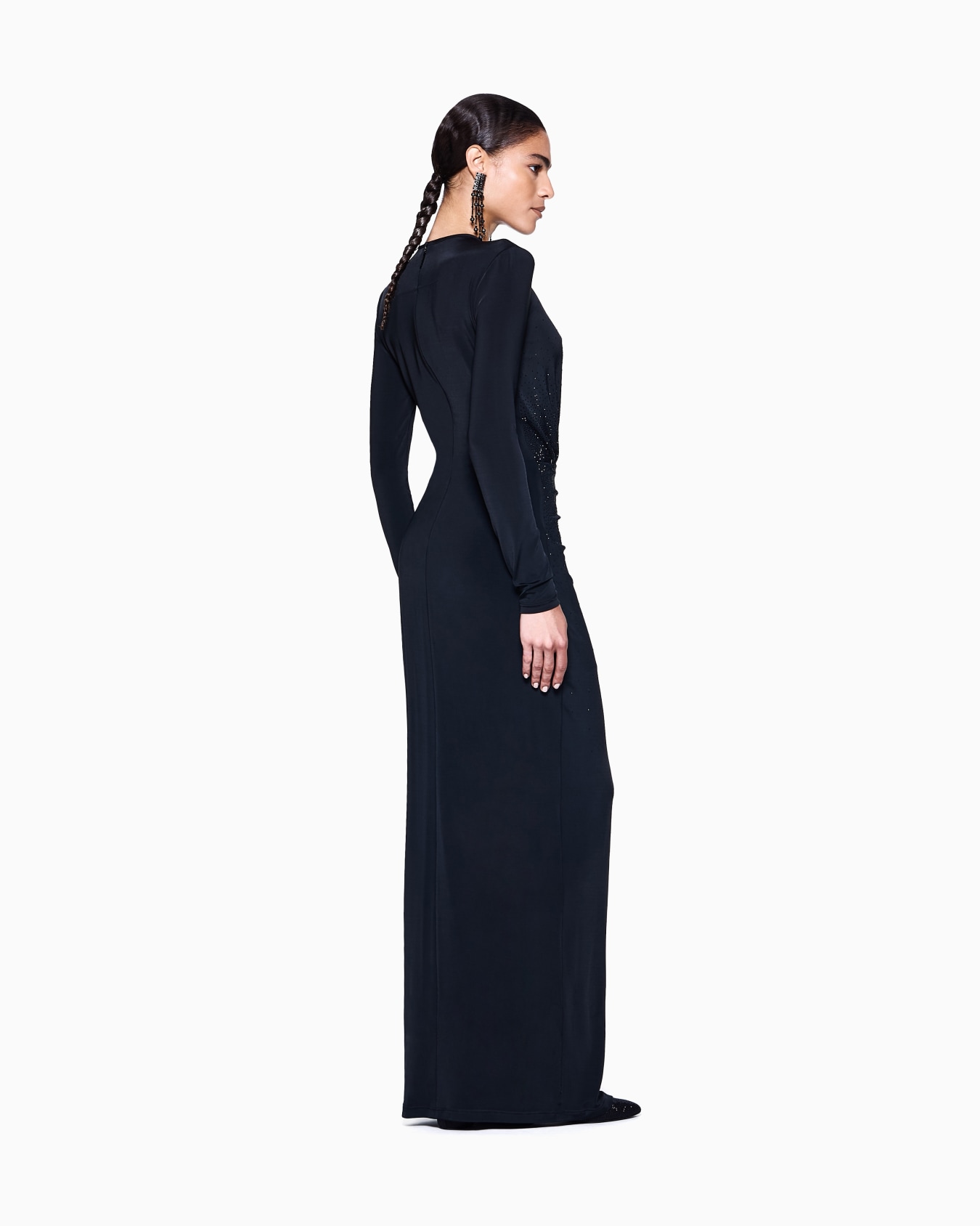 Robe longue en jersey de viscose avec broderie strass Diapositive 2
