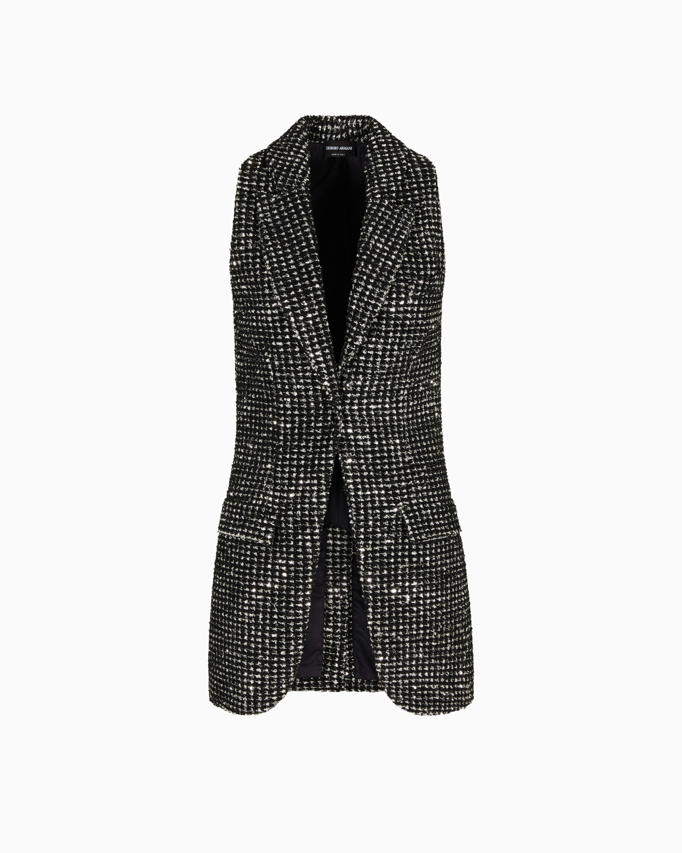 Gilet long en jersey avec imprimé floqué et paillettes Diapositive 0