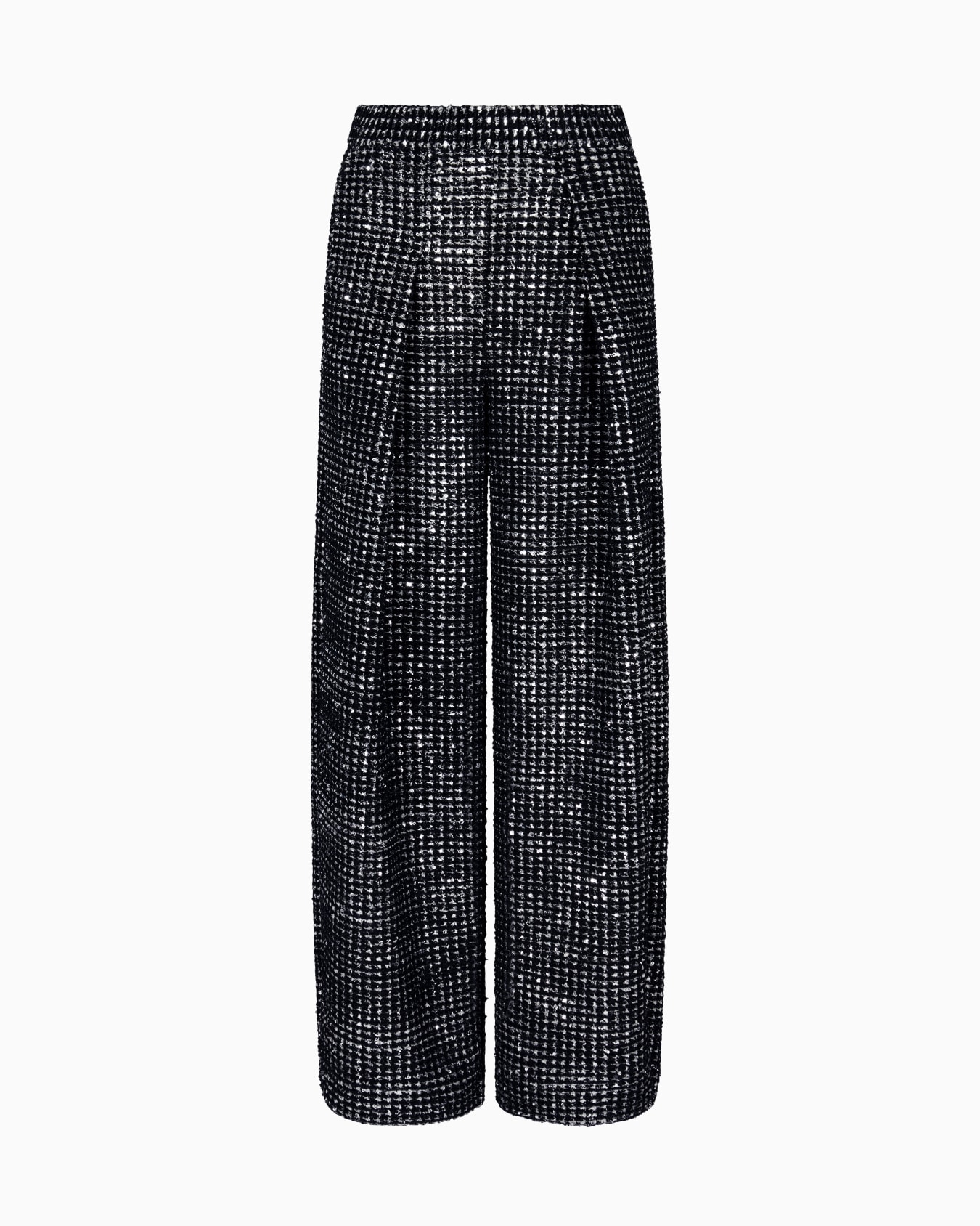 Single-pleat jersey trousers with a flocked print and sequins Slide 0