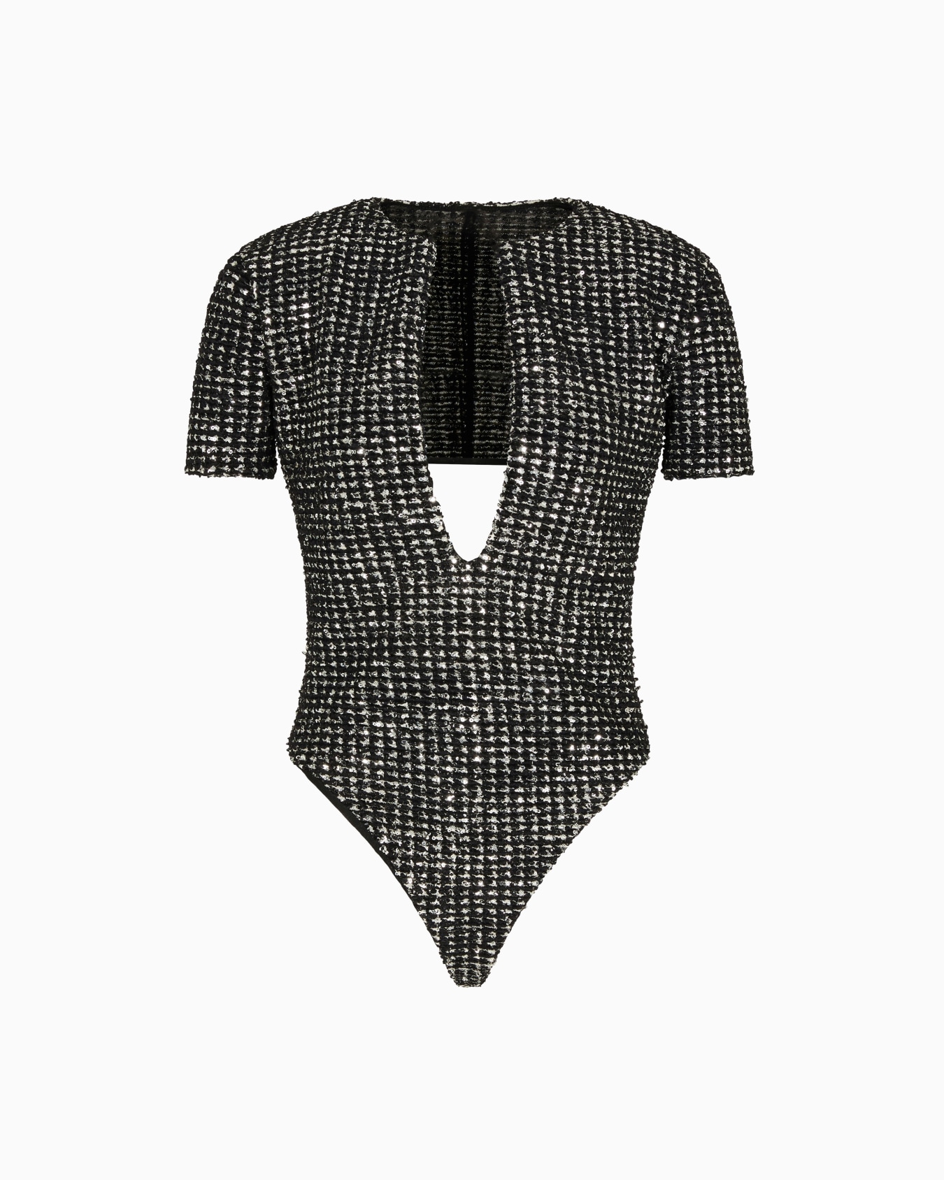 Body in jersey con stampa flock e paillettes Slide 0