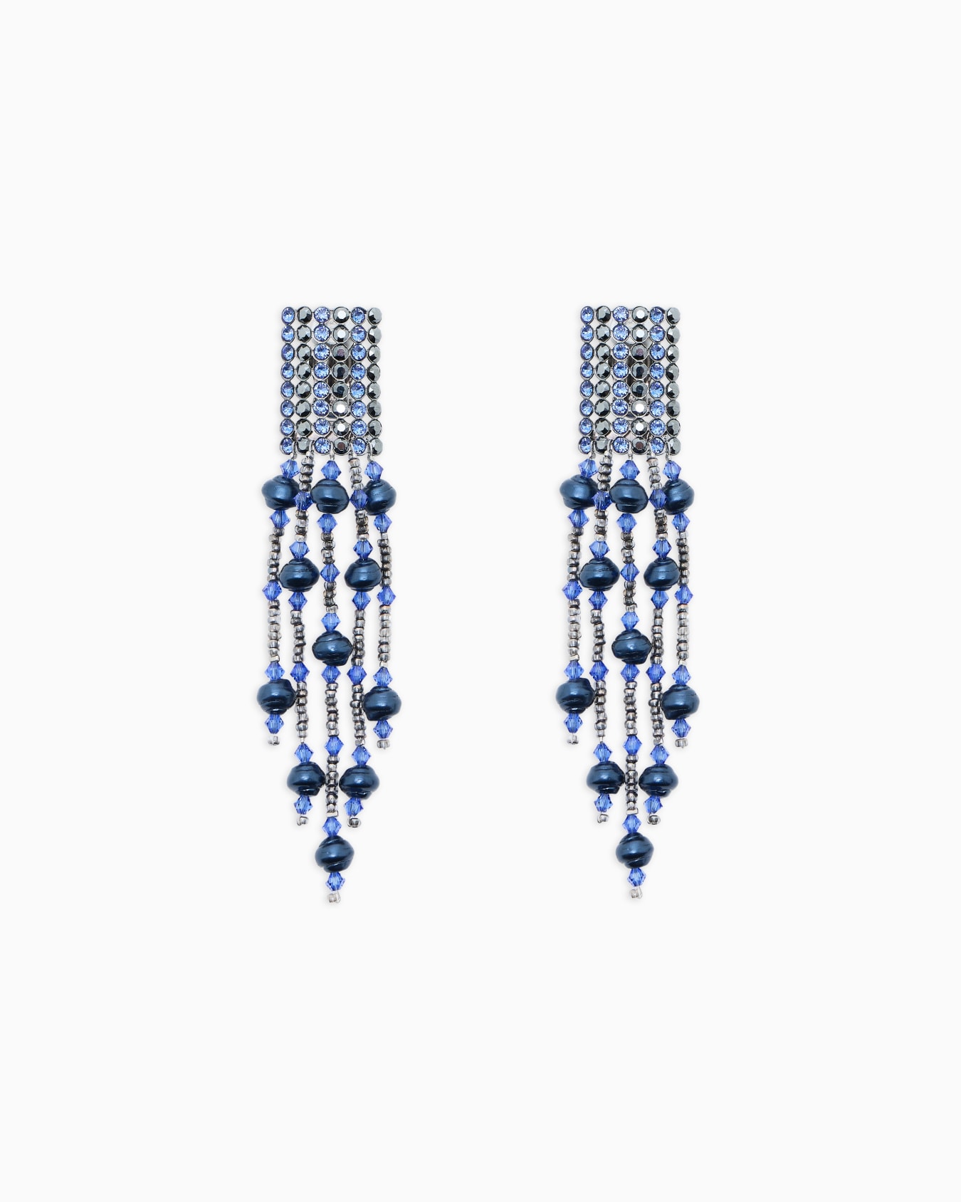 Boucles d'oreilles à clip en laiton avec perles et strass Diapositive 0