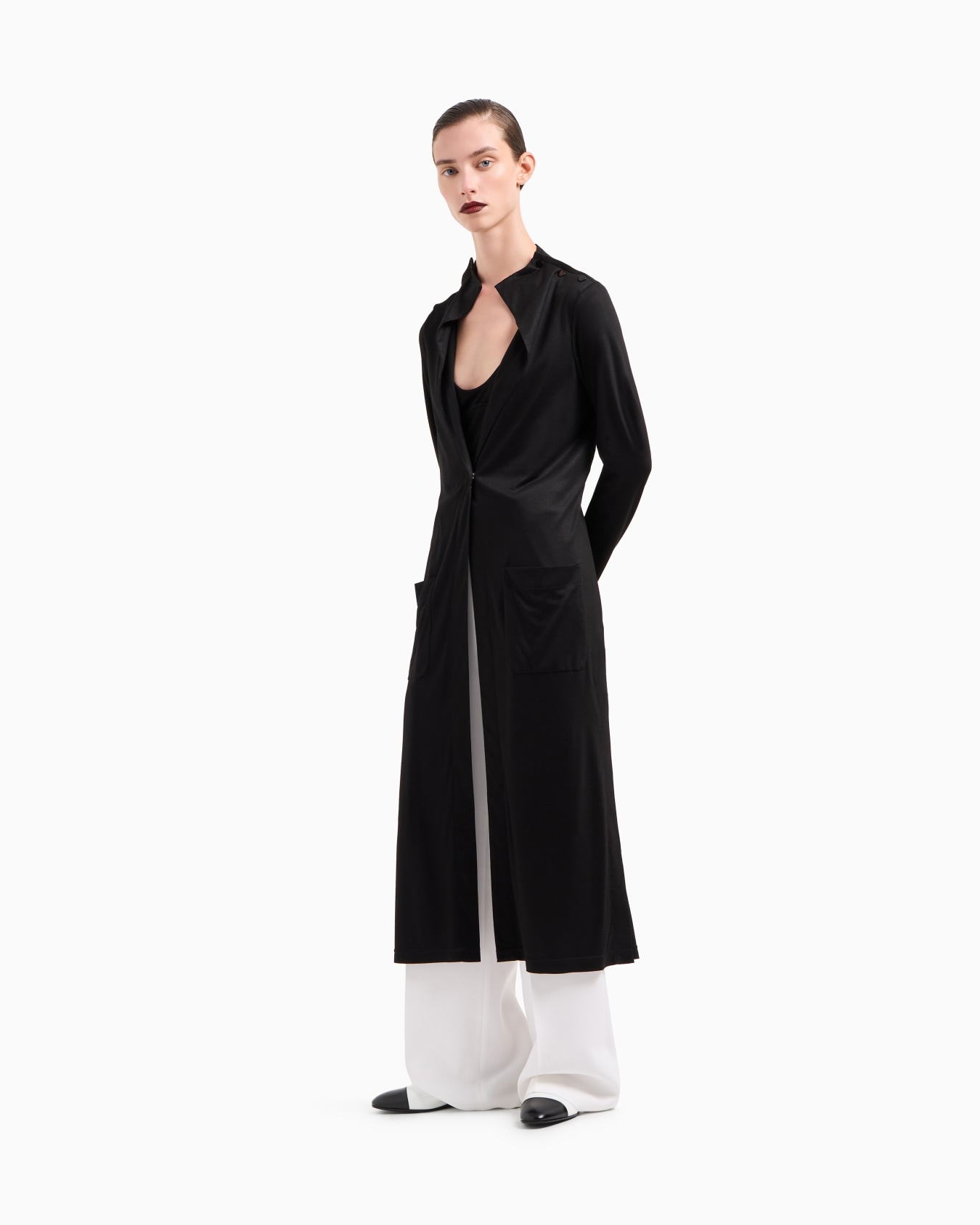 Twin-set cardigan long et top en jersey de viscose Diapositive 1
