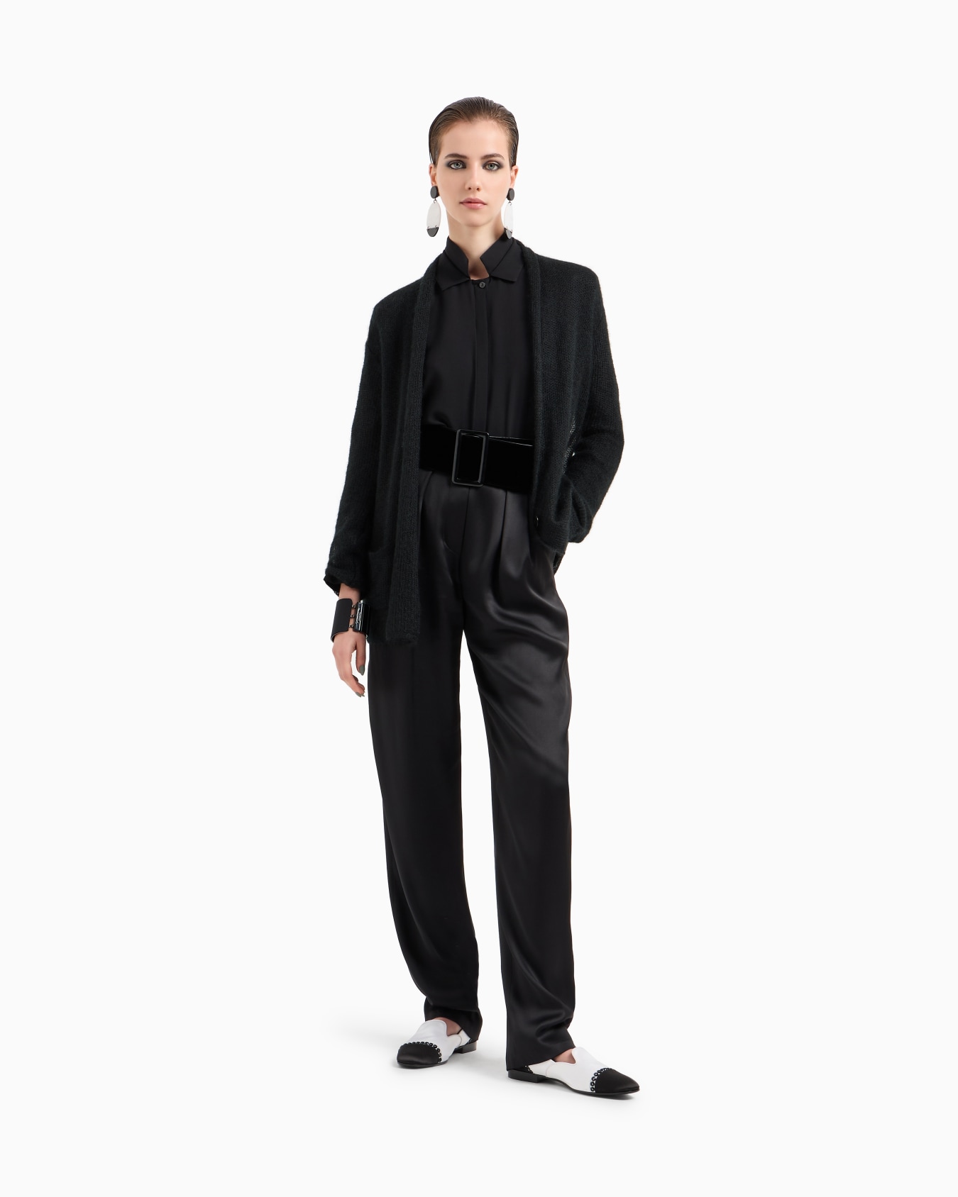 Mohair wool-blend top and double-breasted cardigan twinset Slide 1