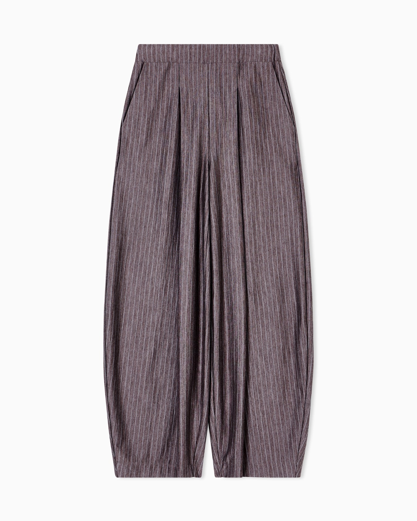 Pantalones anchos de punto de seda y cachemir de raya diplomática Diapositiva 0