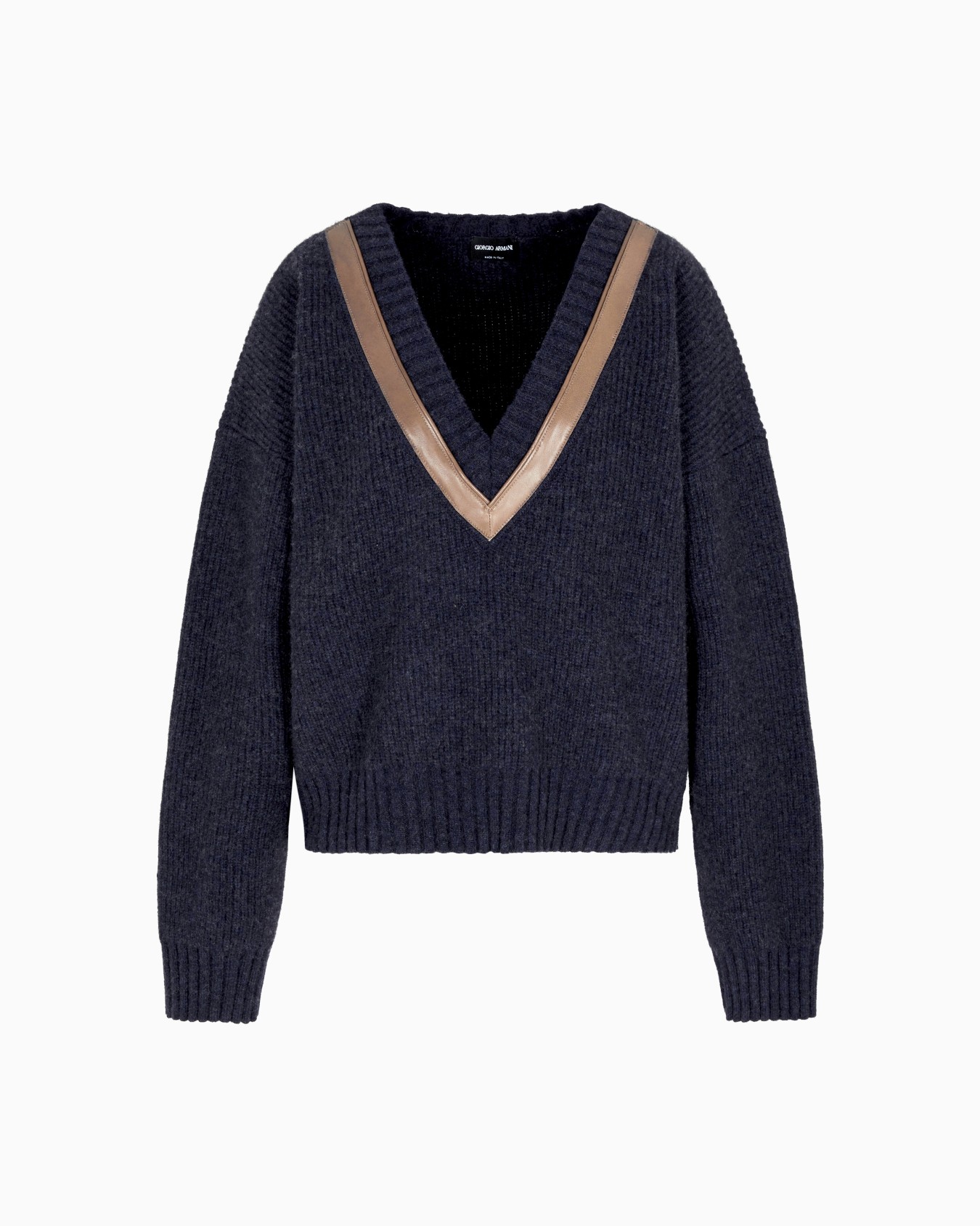 Maglia con scollo a V in lana e cashmere Denim Collection Slide 0