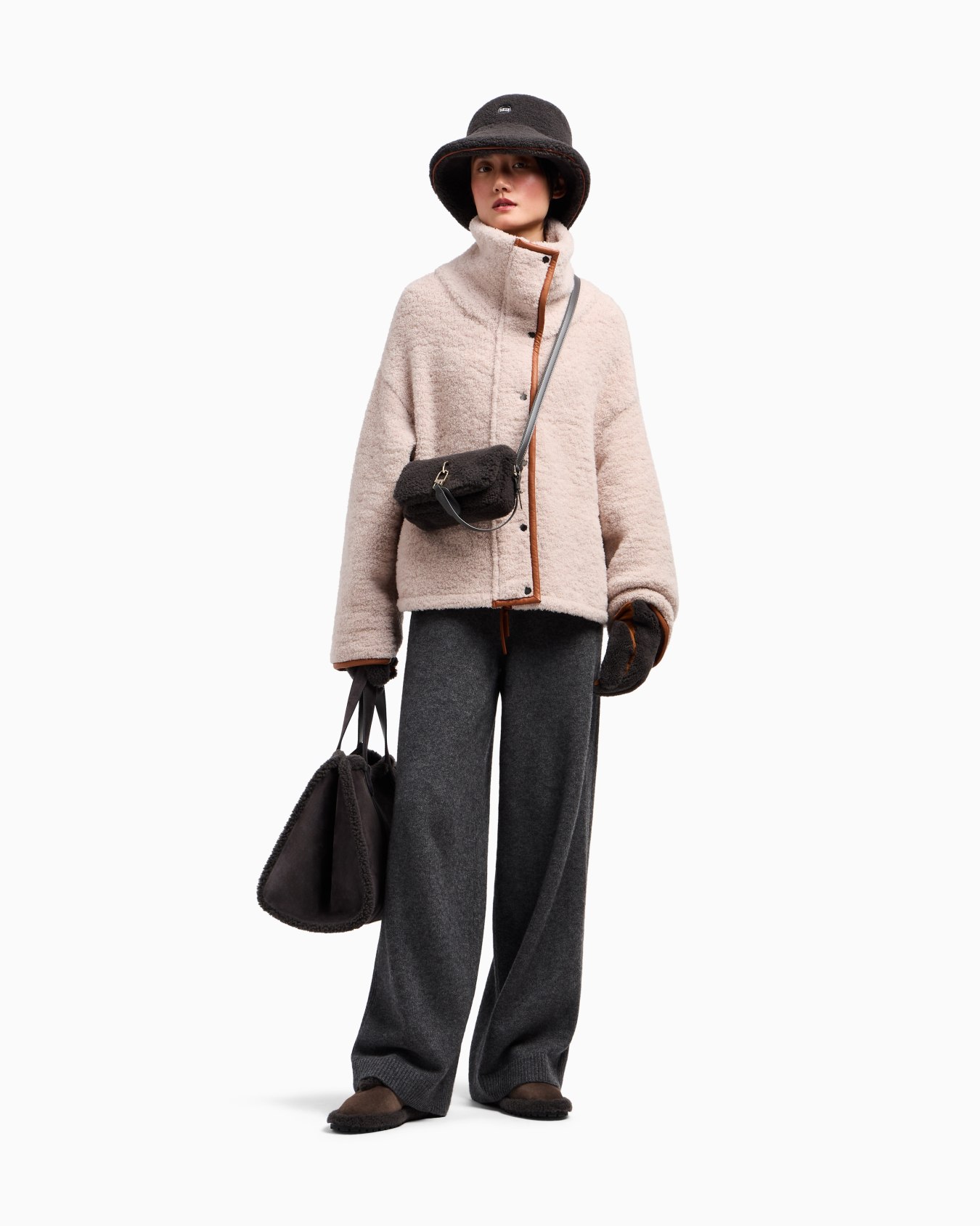Slip-on in suede e shearling di montone Giorgio Armani Neve Slide 6