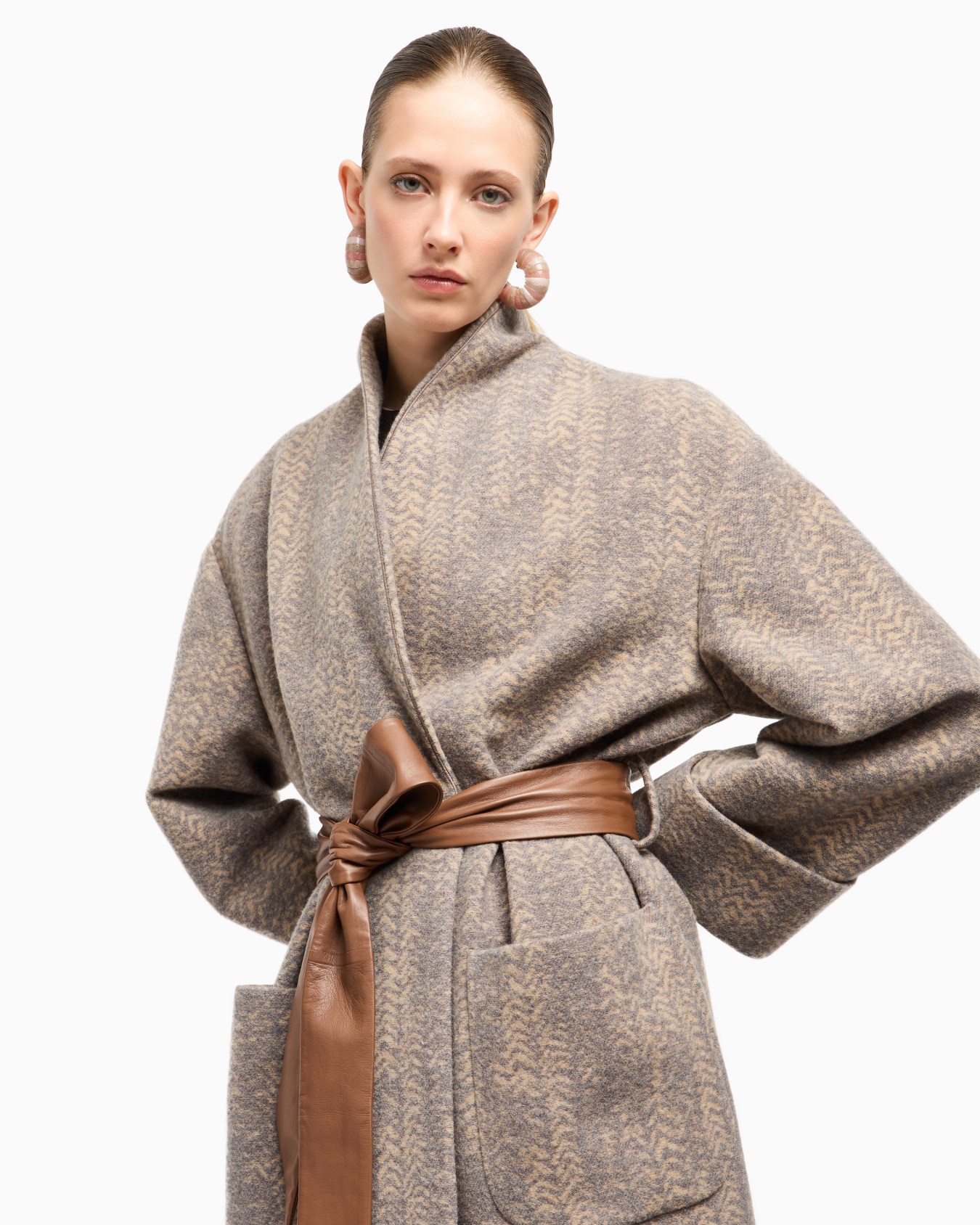 Cappotto lungo in lana e cashmere chevron ASV Slide 5