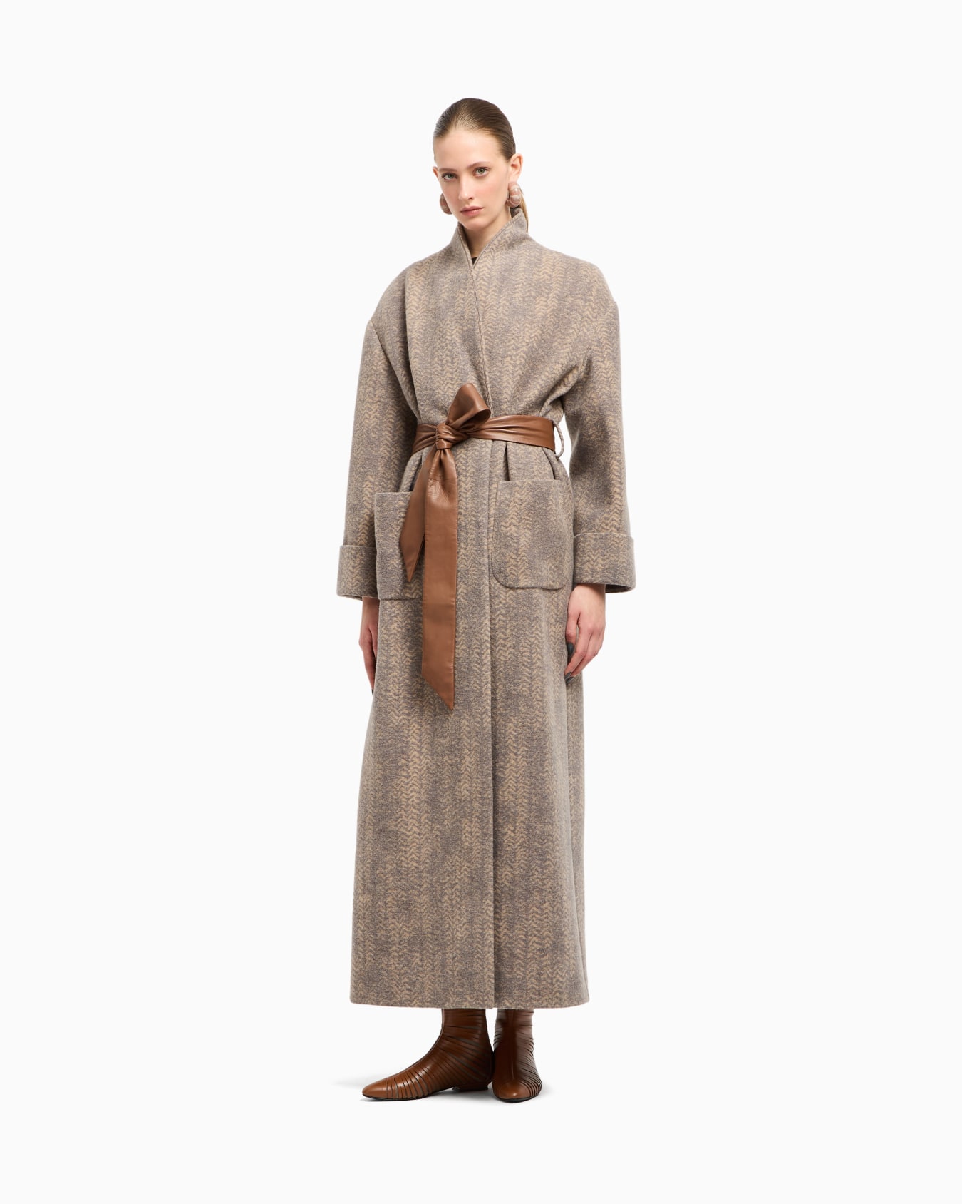 Cappotto lungo in lana e cashmere chevron ASV Slide 4