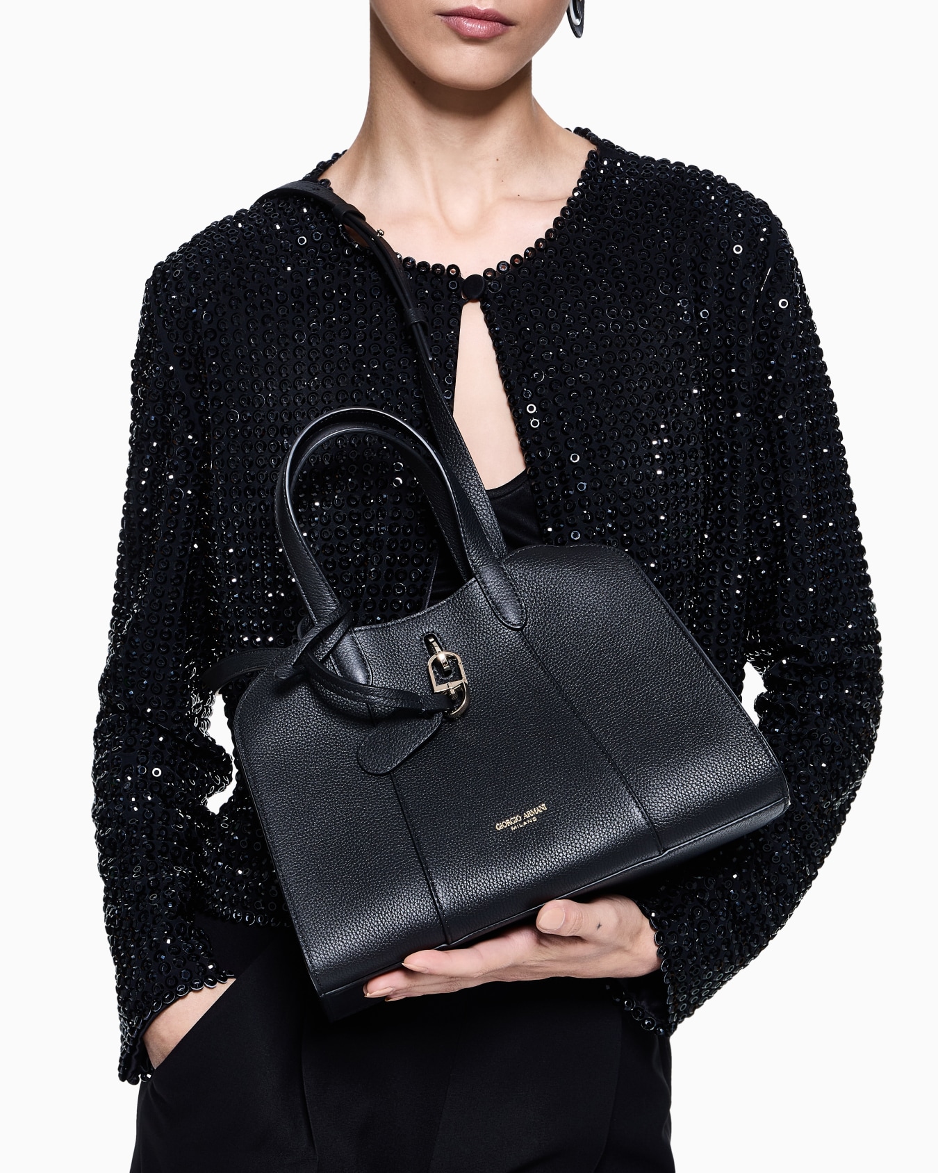 Small tote bag in pebbled leather Slide 6