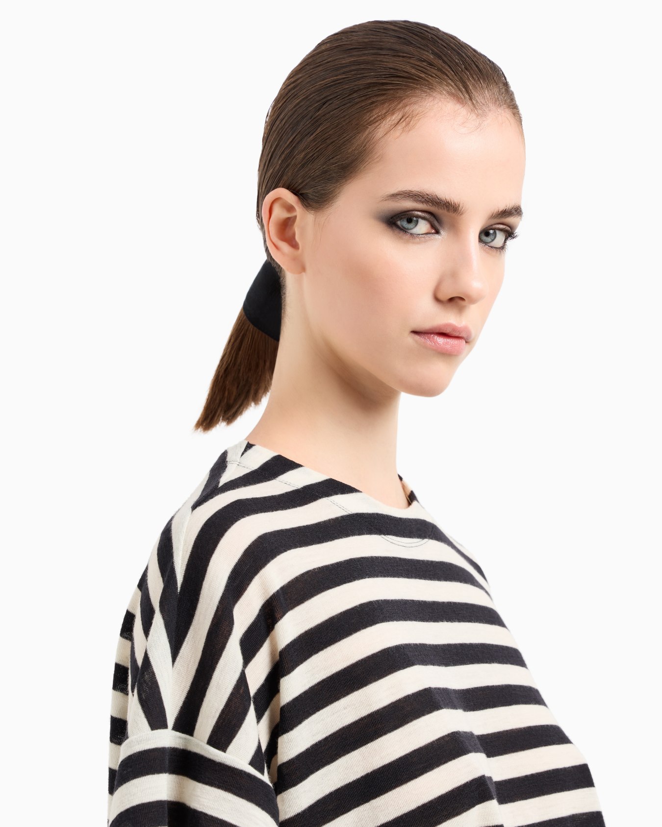 Striped virgin wool cropped T-shirt Slide 3