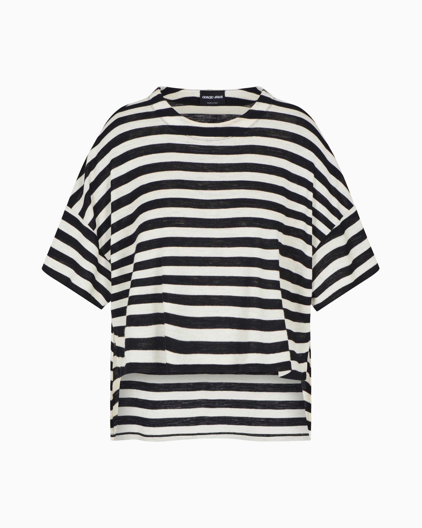 Striped virgin wool cropped T-shirt Slide 0