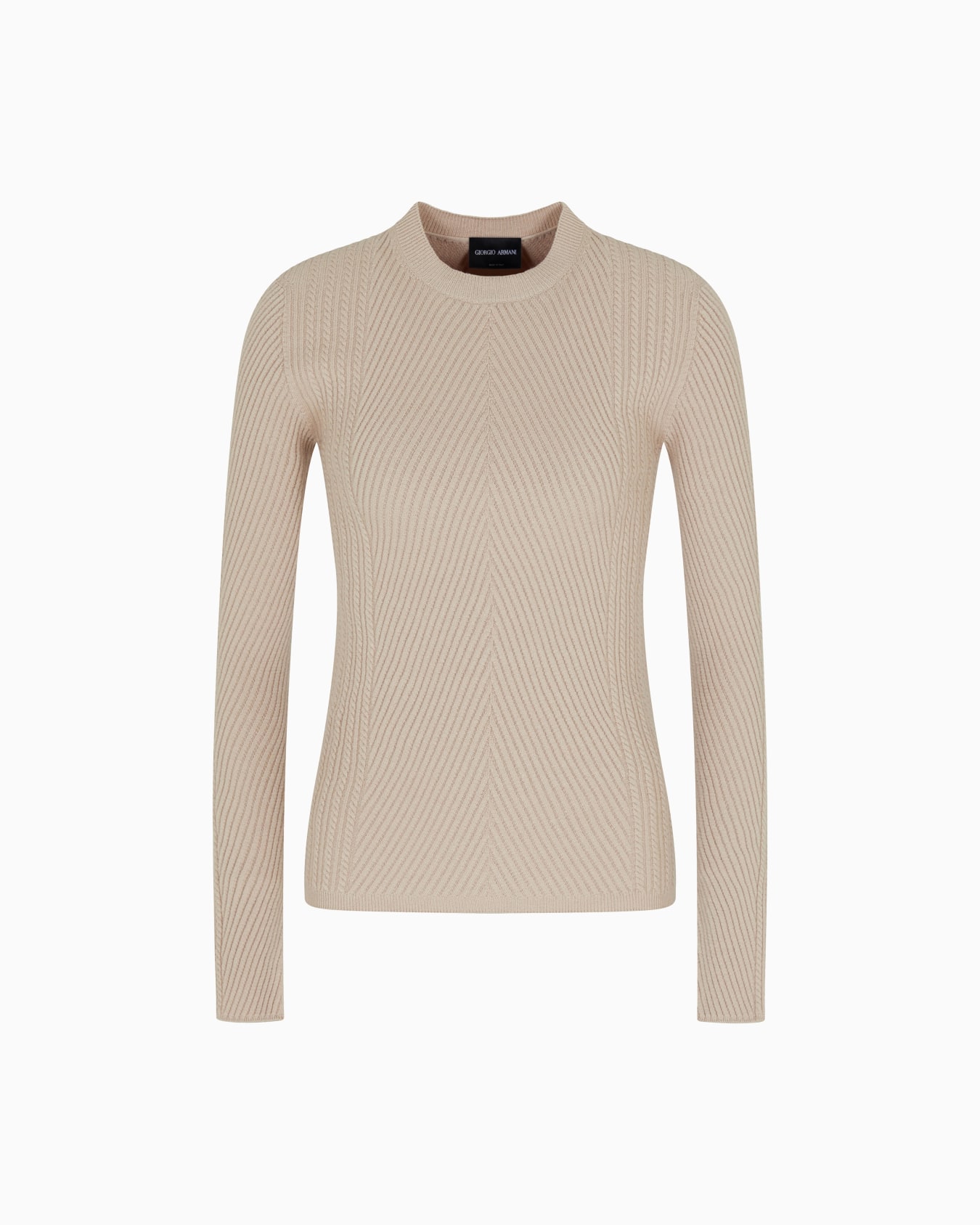 Crew-neck ribbed jumper in virgin wool Slide 0