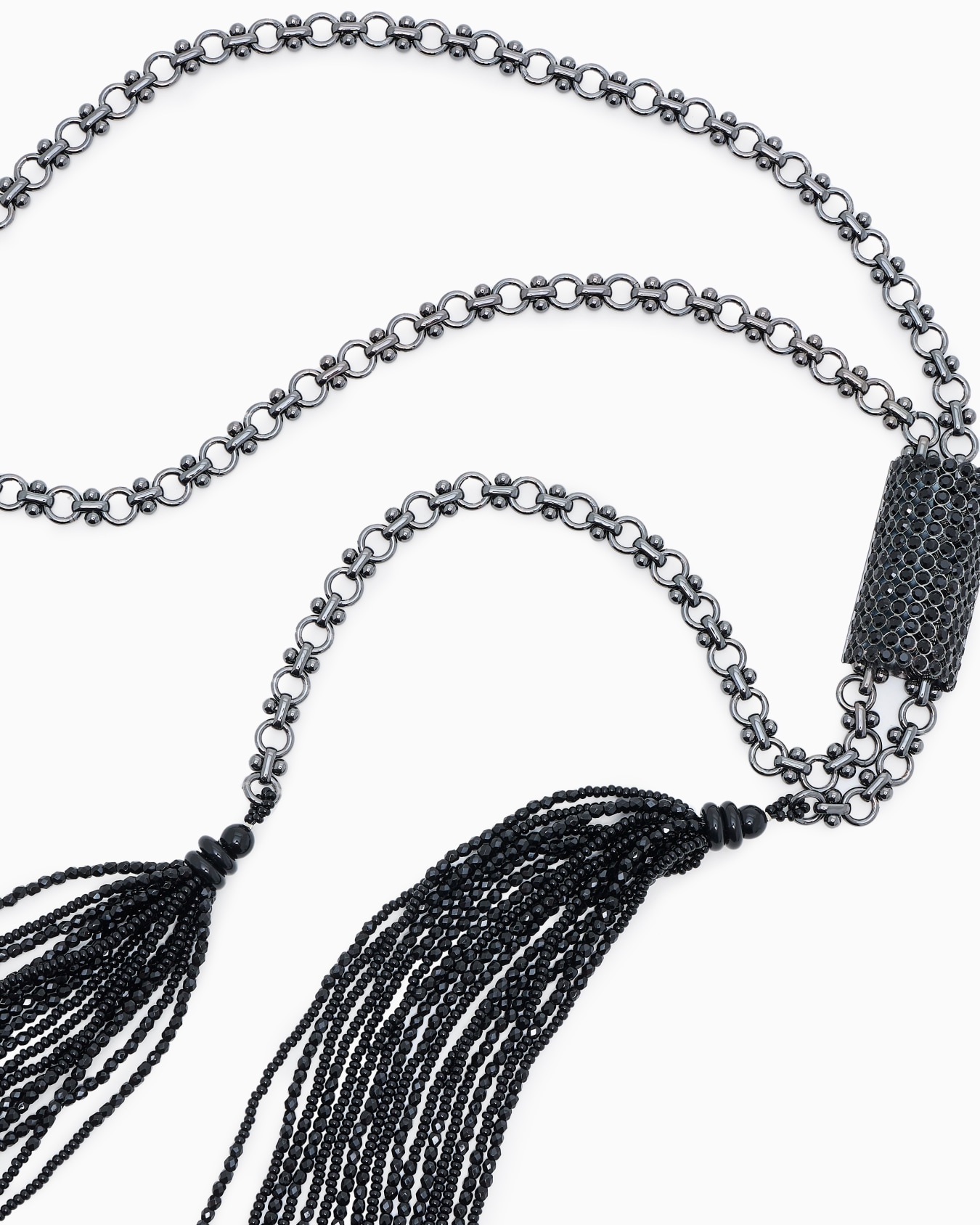 Collana lunga con catena e nappine di perline Slide 1