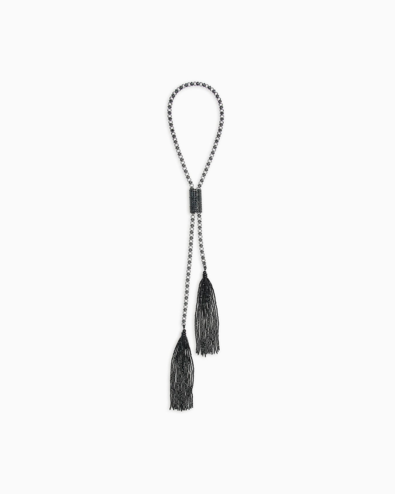 Collana lunga con catena e nappine di perline Slide 0