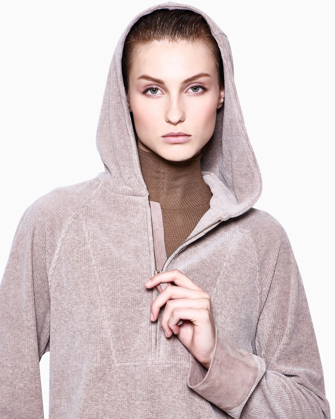 Ribbed chenille jersey hooded sweatshirt Slide 4