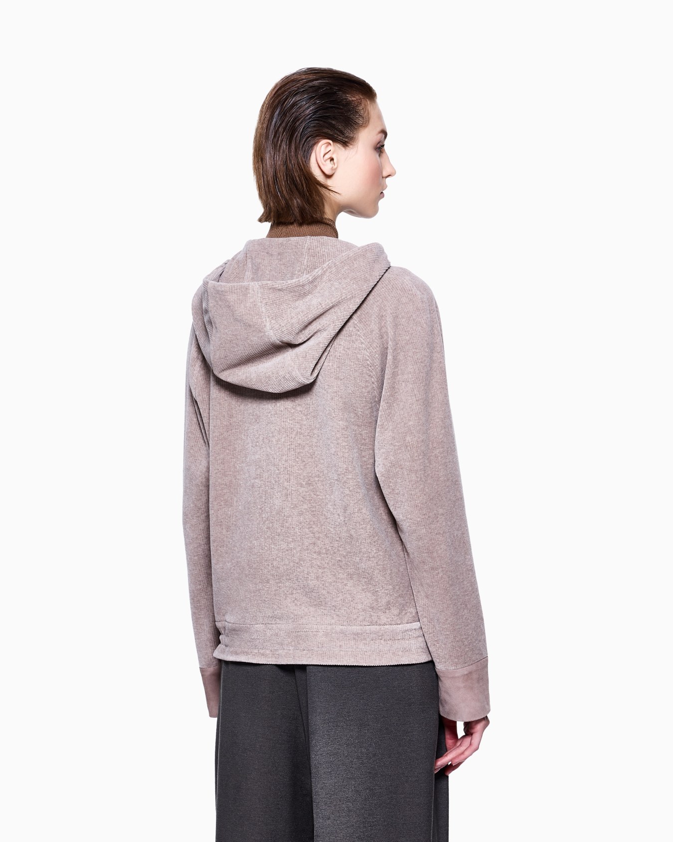 Ribbed chenille jersey hooded sweatshirt Slide 2