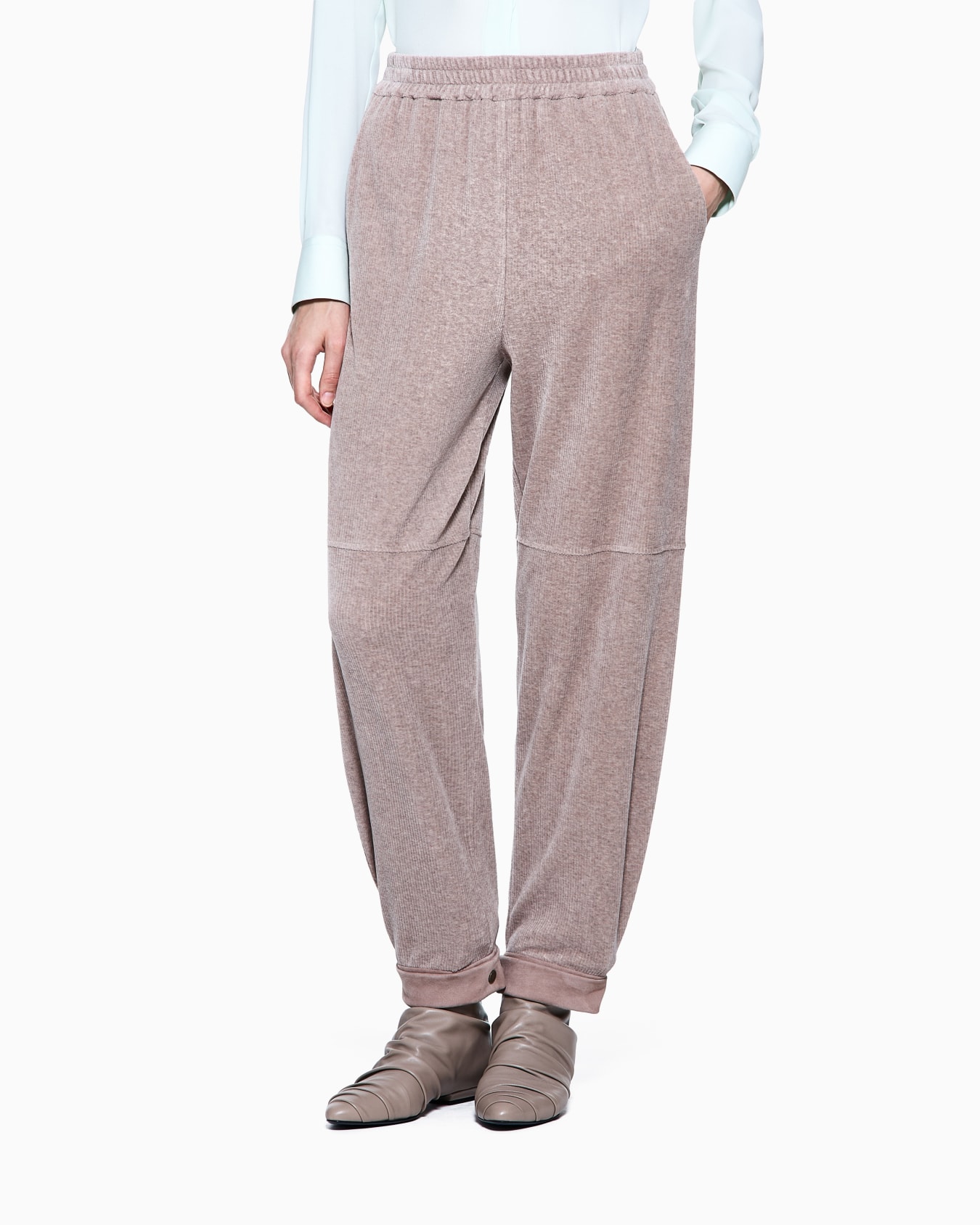 Relaxed trousers in ribbed chenille jersey Slide 2