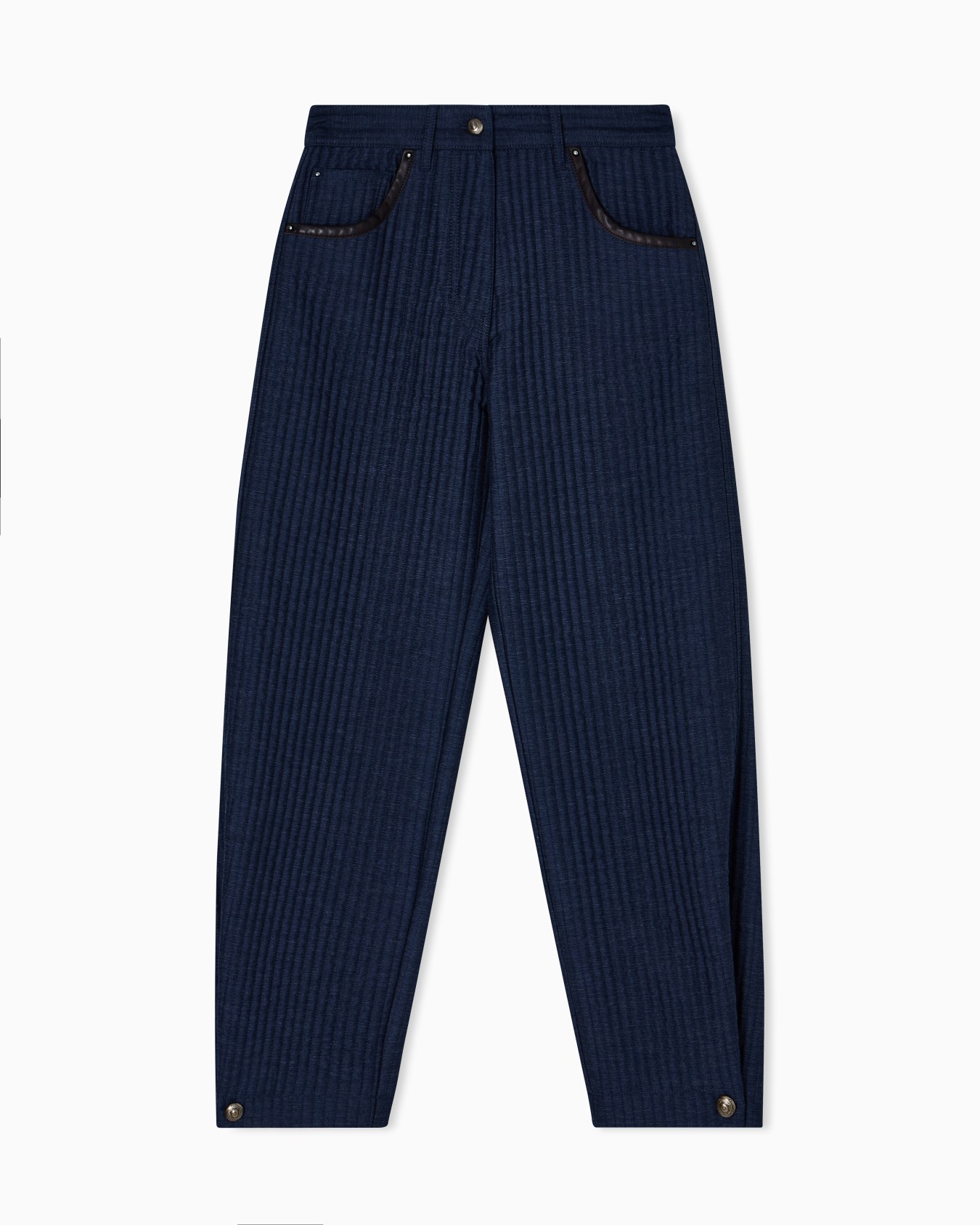 Denim Collection five-pocket trousers in viscose, cotton and silk with a quilted motif Slide 0