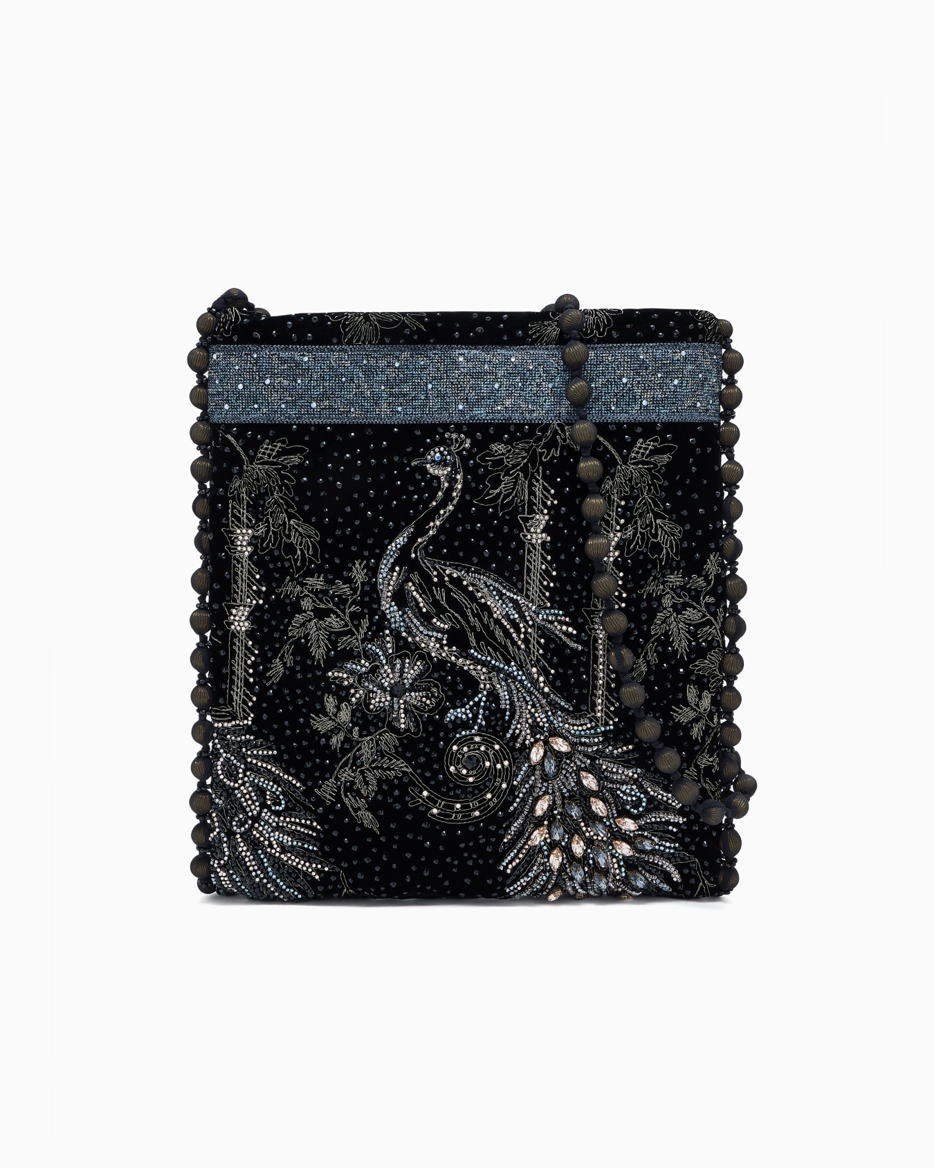 Bolso bandolera en terciopelo bordado Diapositiva 0