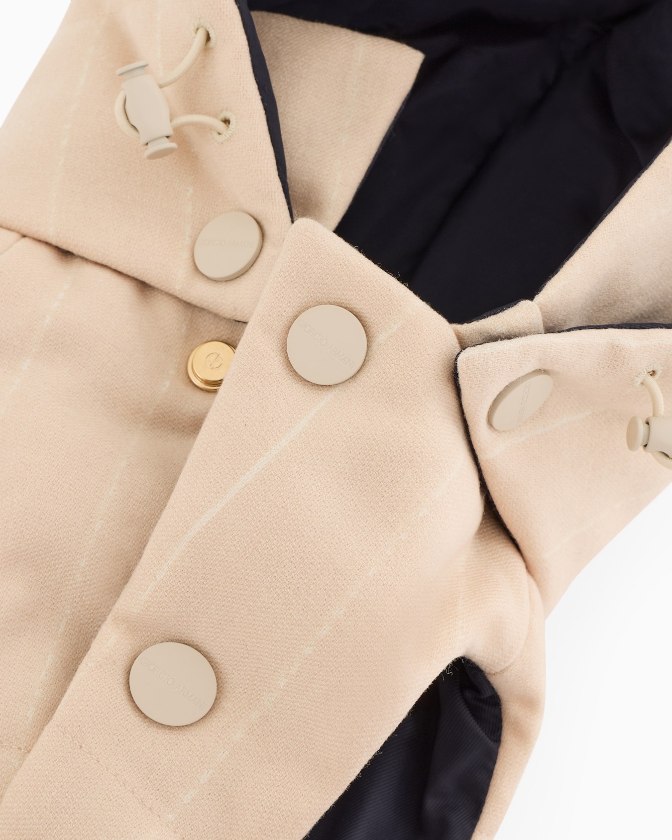 Poldo x Giorgio Armani Coat in pinstriped motif virgin wool Slide 5
