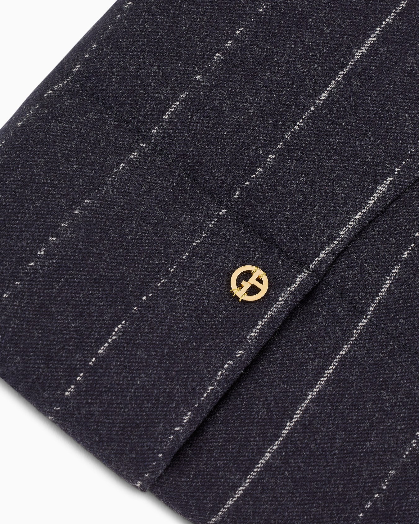 Poldo x Giorgio Armani Coat in pinstriped motif virgin wool Slide 3