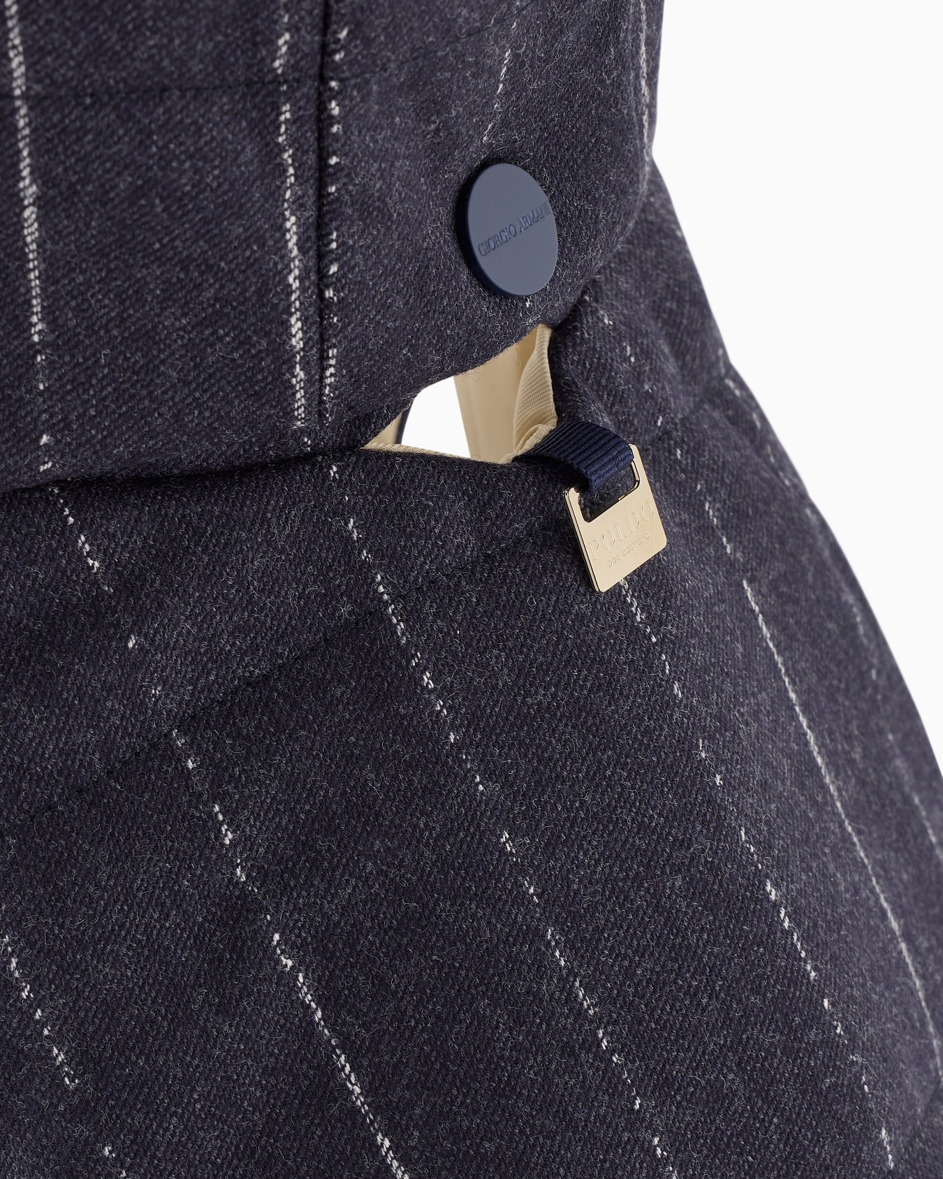 Poldo x Giorgio Armani Coat in pinstriped motif virgin wool Slide 4