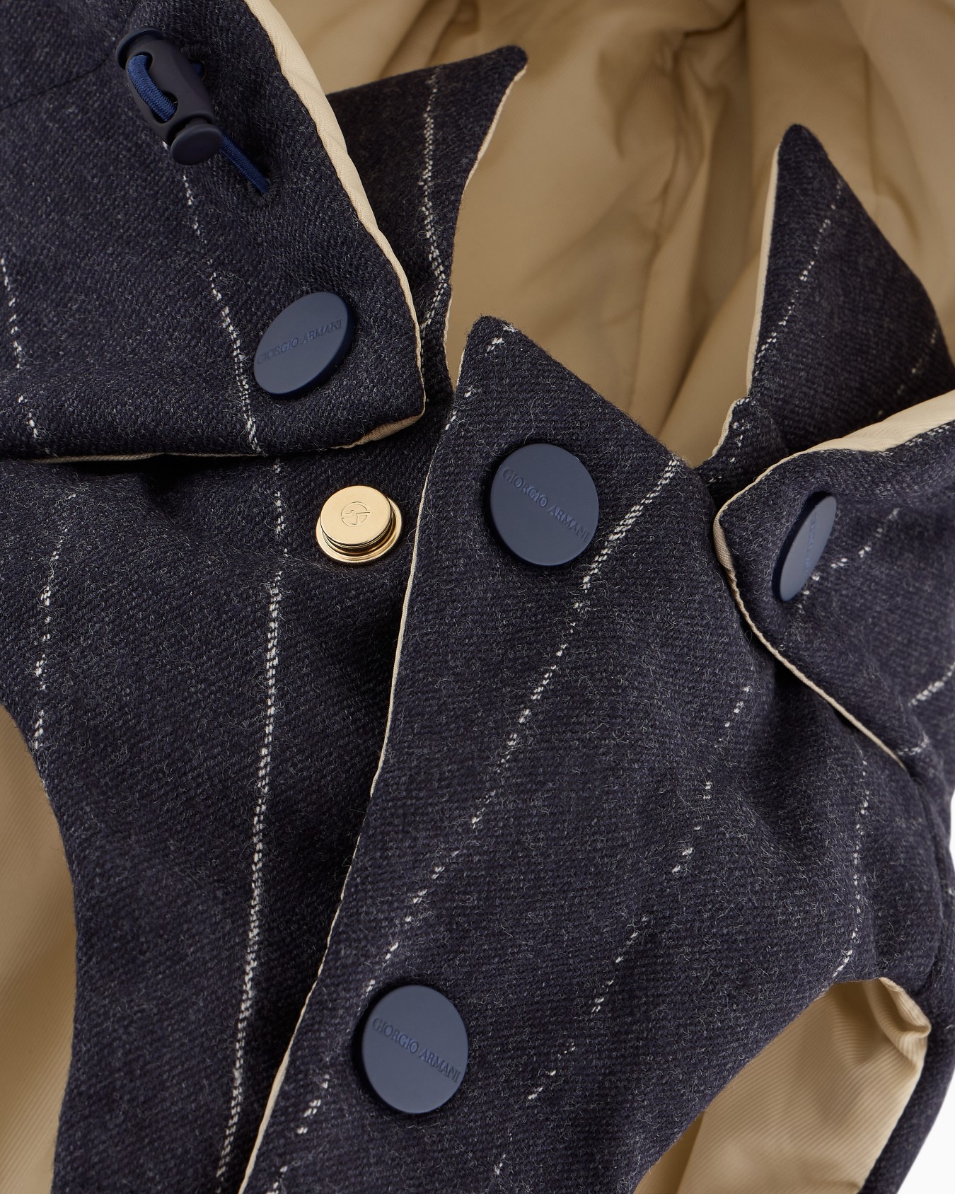 Poldo x Giorgio Armani Coat in pinstriped motif virgin wool Slide 5