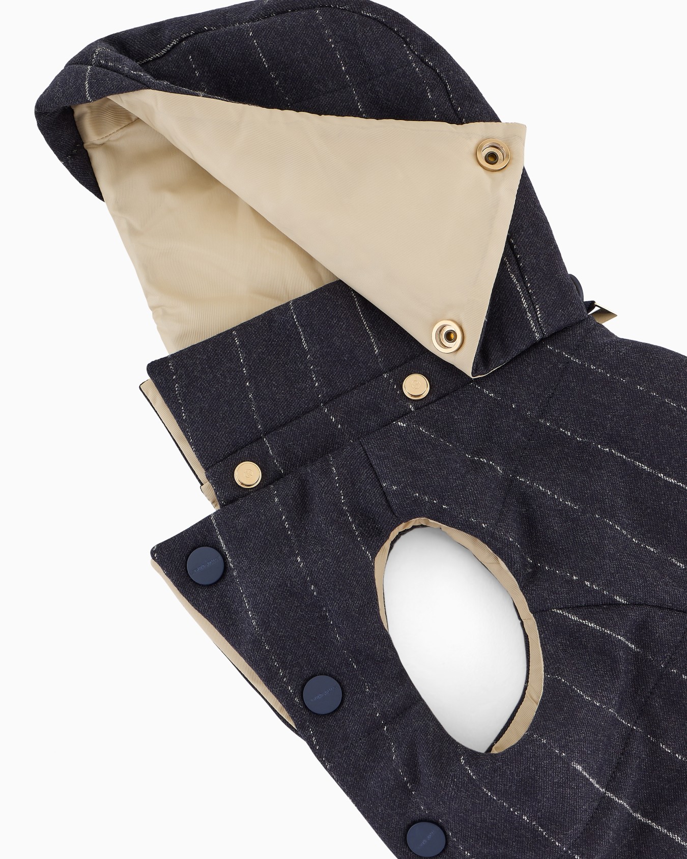 Poldo x Giorgio Armani Coat in pinstriped motif virgin wool Slide 1