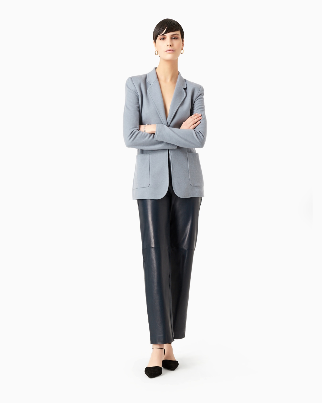 Straight-cut, nappa-leather trousers Slide 3