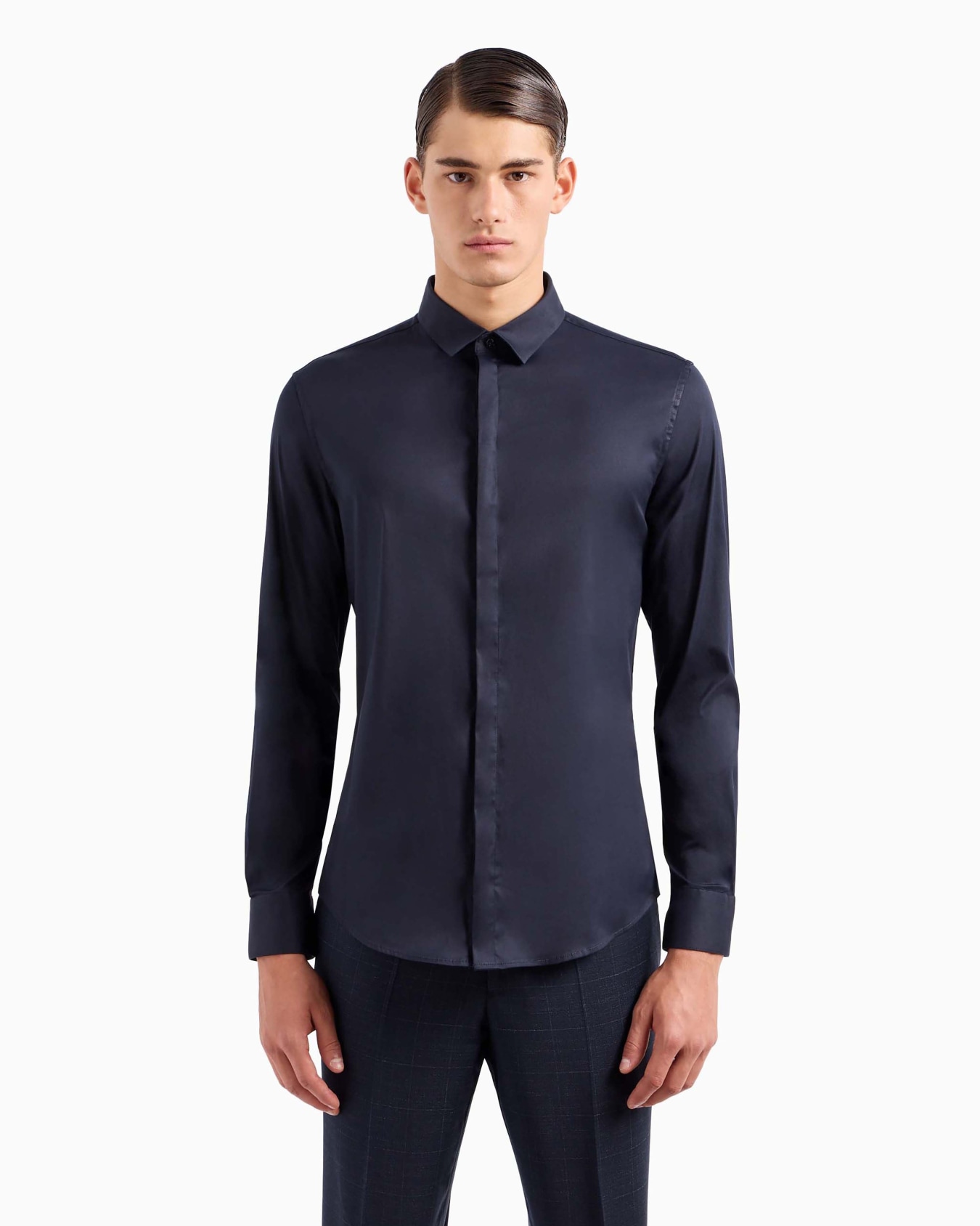 Camicia slim fit in raso leggero comfort Slide 3