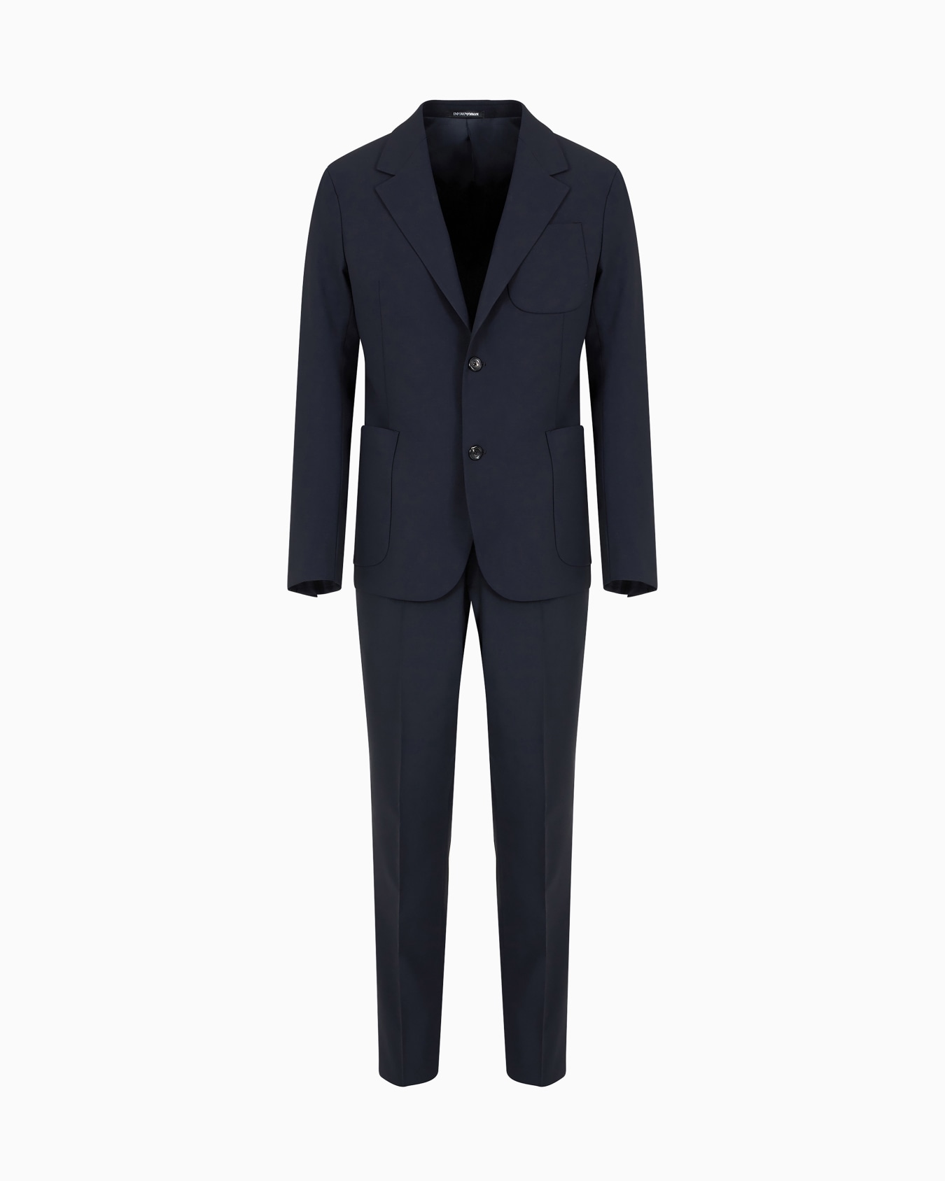Single-breasted suit in virgin-wool two-way stretch canvas Slide 0