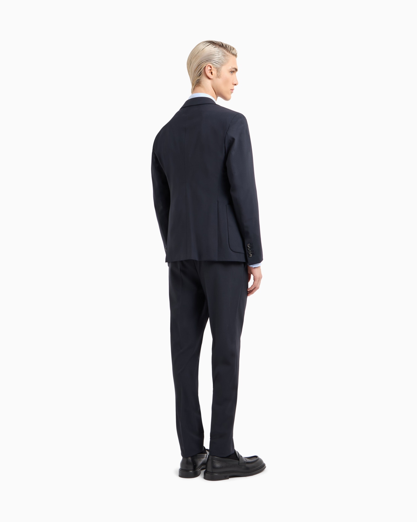 Single-breasted suit in virgin-wool two-way stretch canvas Slide 2