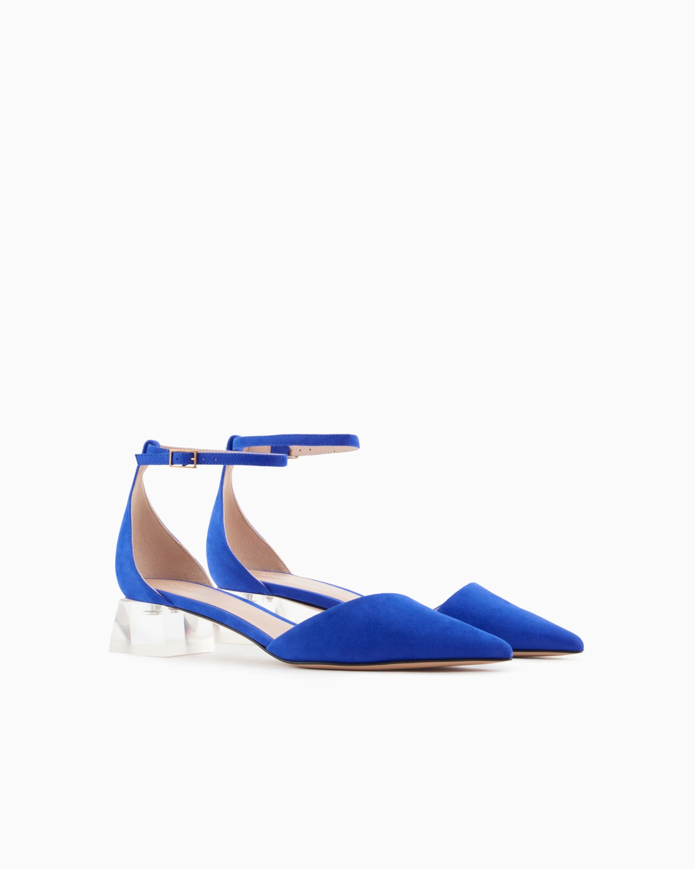 Laminated suede d'Orsay court shoes Slide 1
