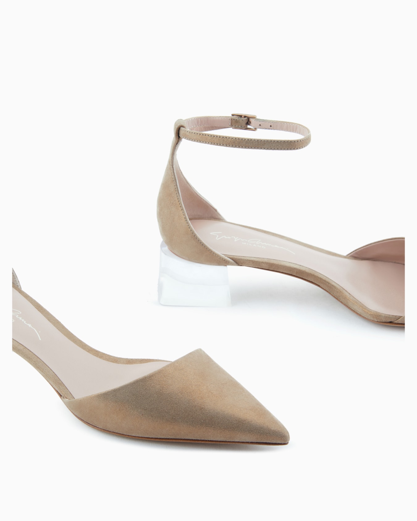 Laminated suede d'Orsay court shoes Slide 4