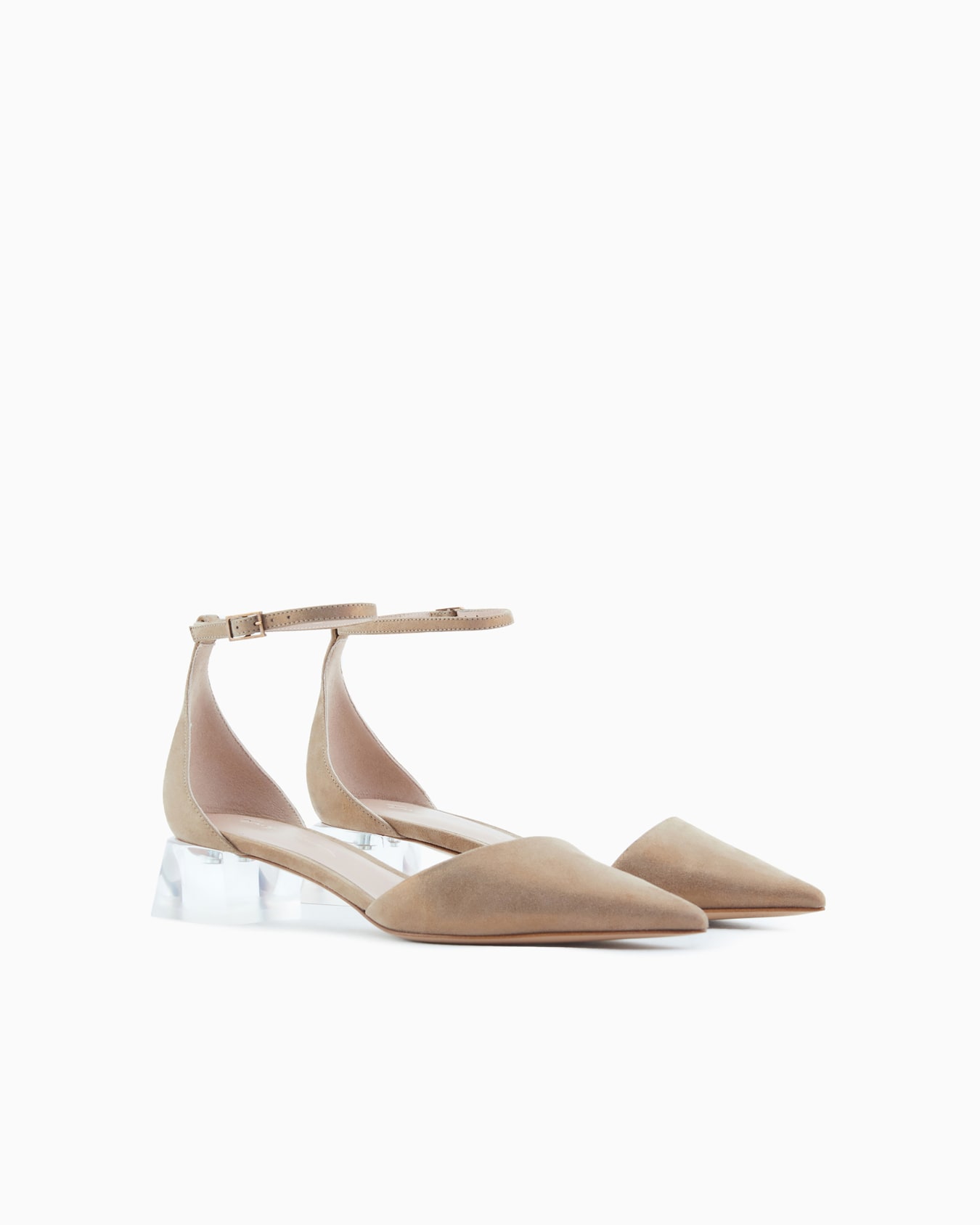 Laminated suede d'Orsay court shoes Slide 1