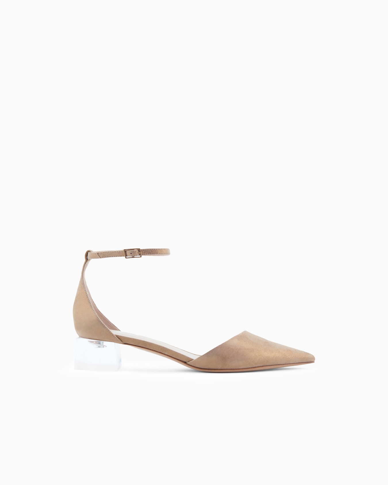 Zapato de salón modelo d’orsay de ante laminado Diapositiva 0
