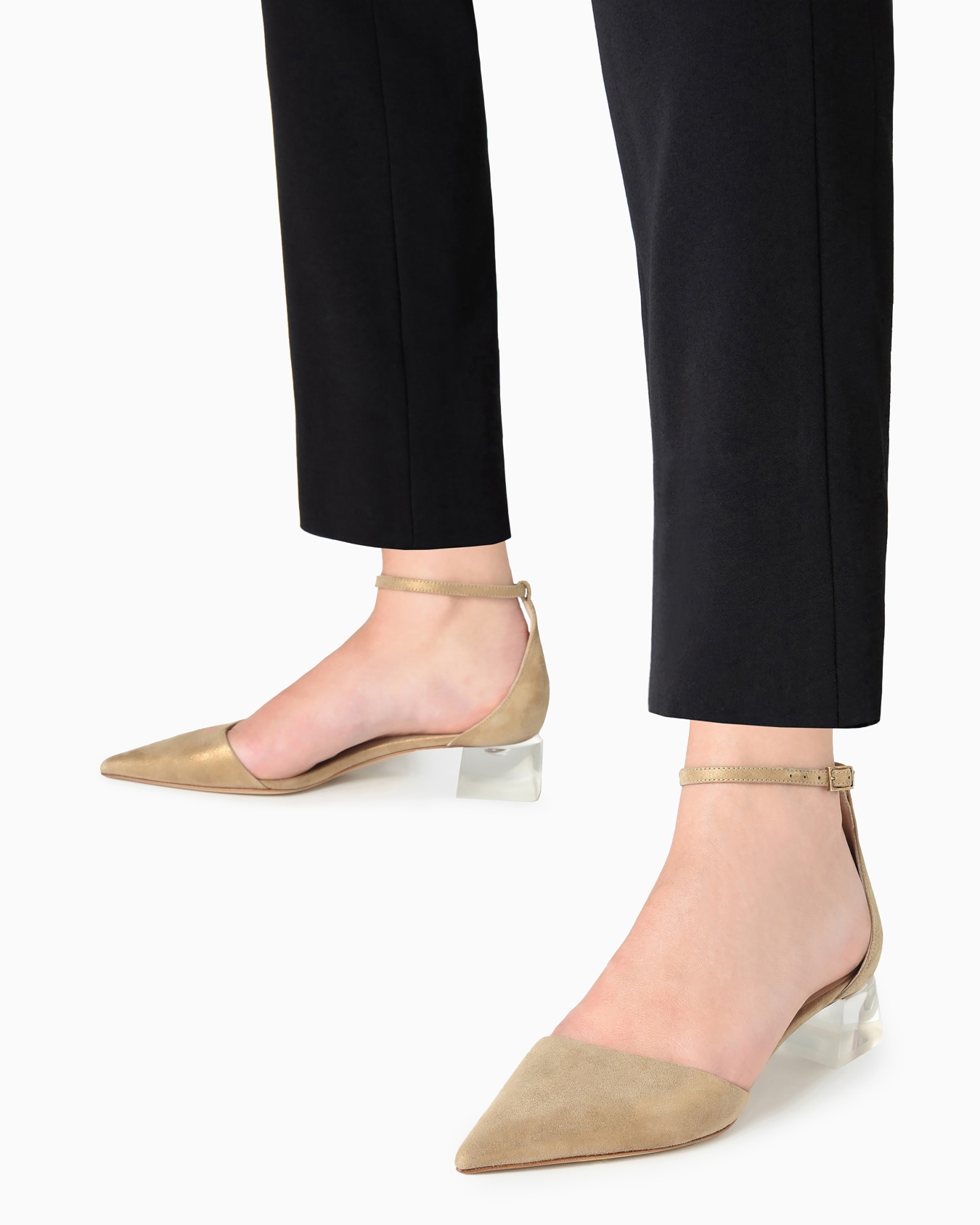 Laminated suede d'Orsay court shoes Slide 6