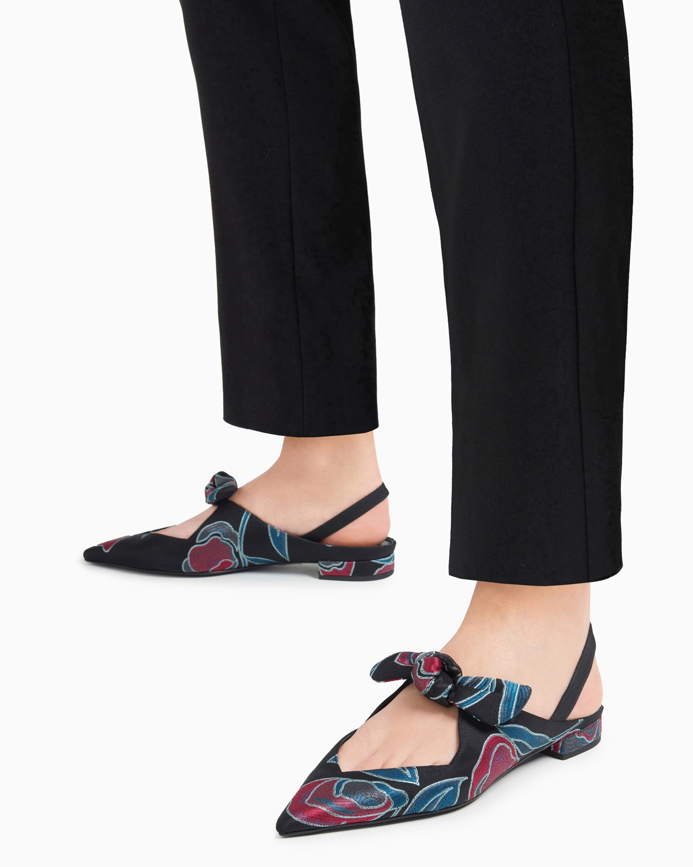 Jacquard silk-blend slingback ballerinas Slide 6