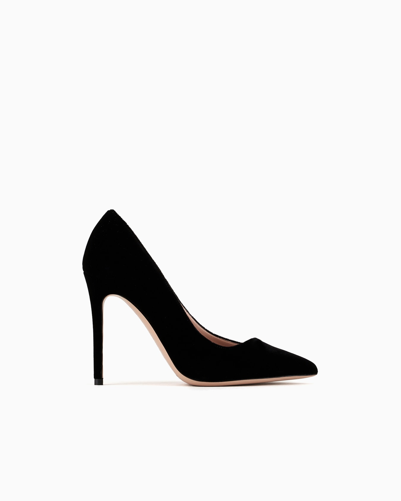 Velvet court shoes with an asymmetric top line Slide 0