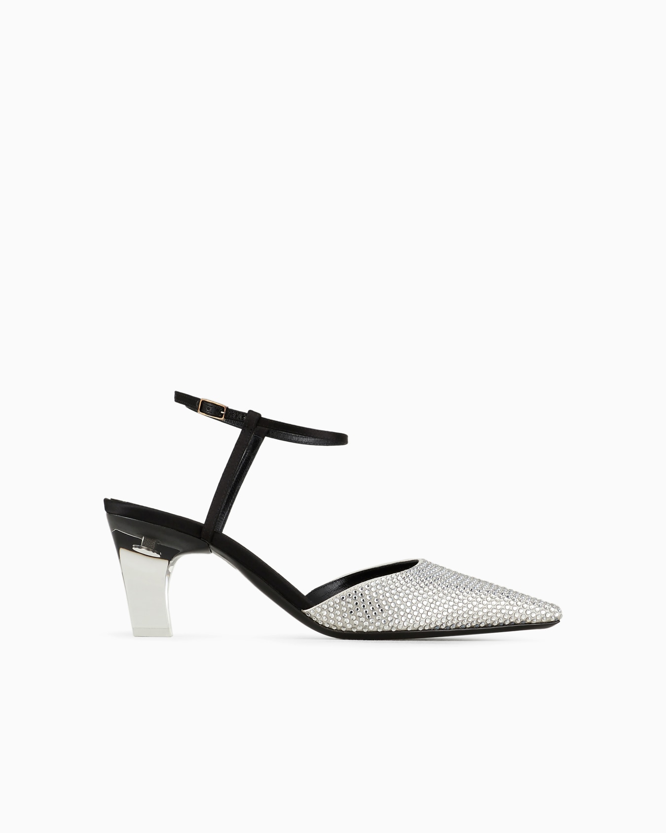 Décolleté con cinturino in raso e strass Slide 0
