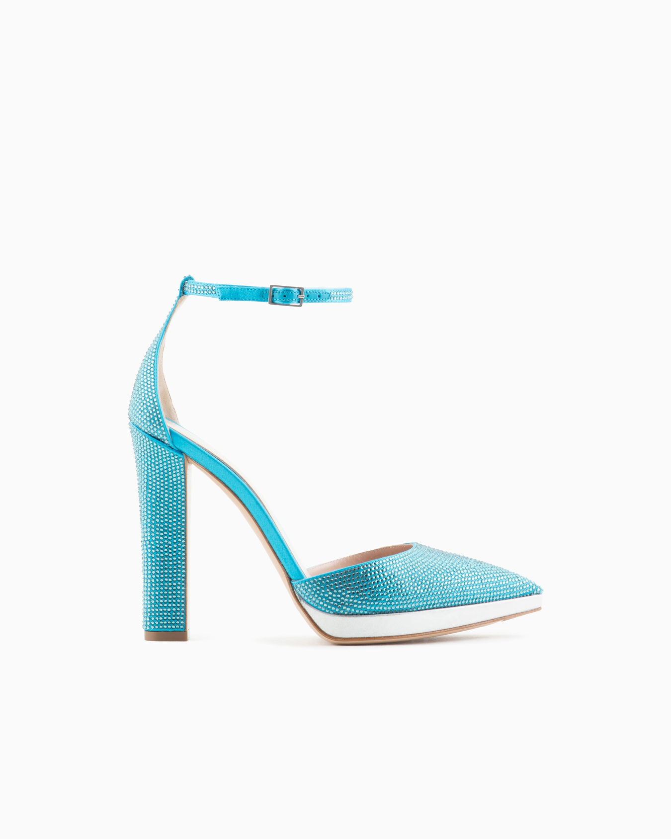 Rhinestone and satin d'Orsay court shoes Diapositiva 0