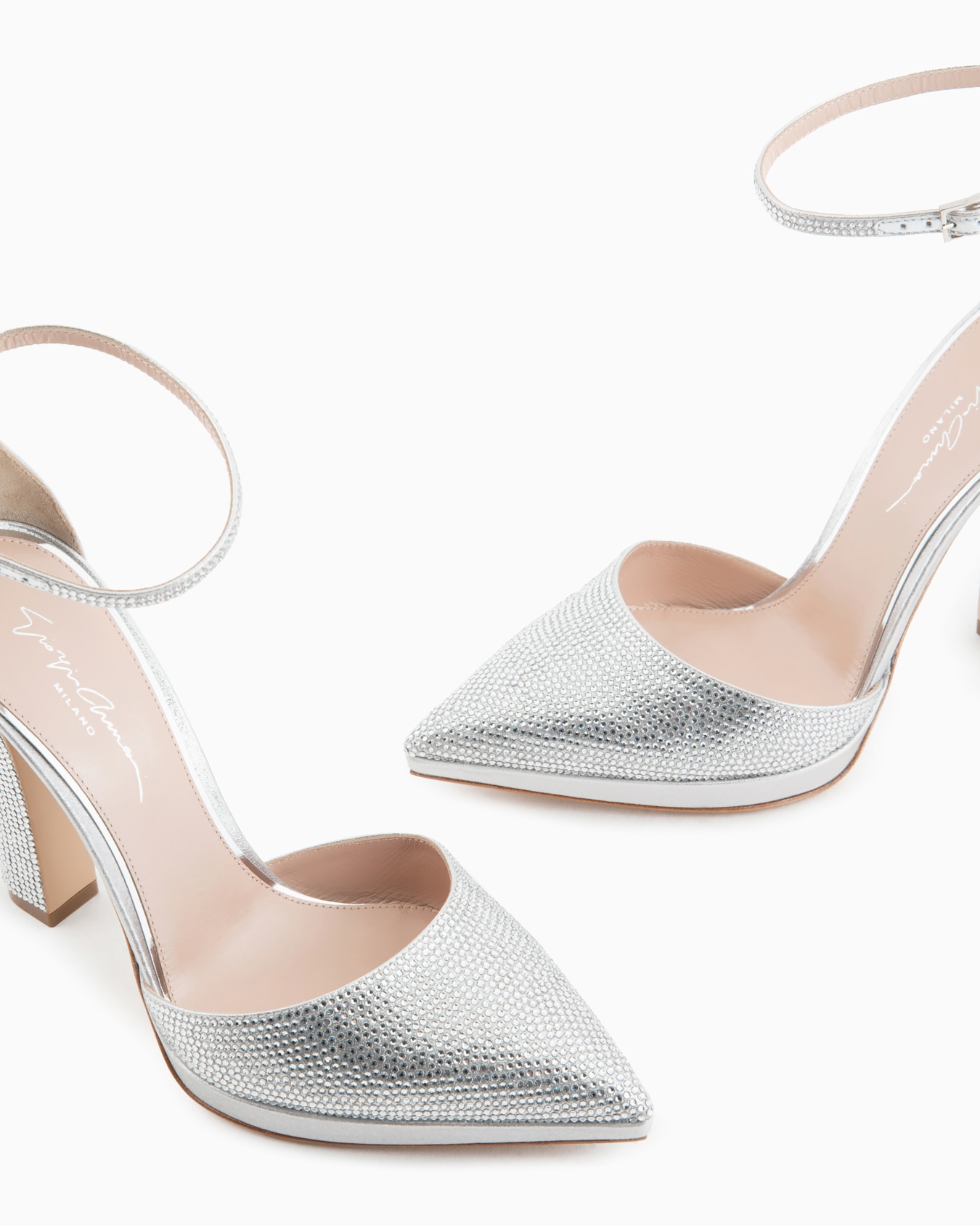 Rhinestone and Lurex d'Orsay court shoes Slide 4
