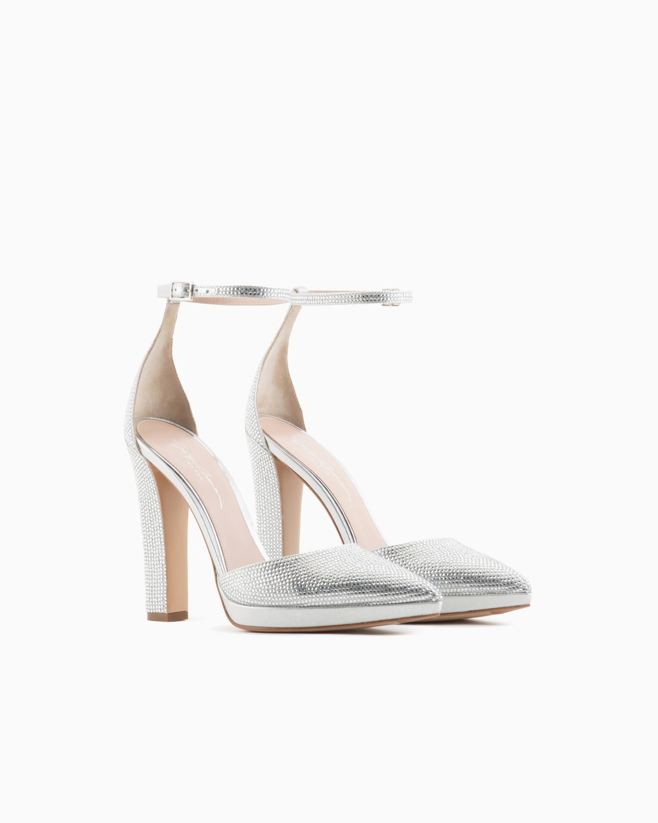 Rhinestone and Lurex d'Orsay court shoes Slide 1