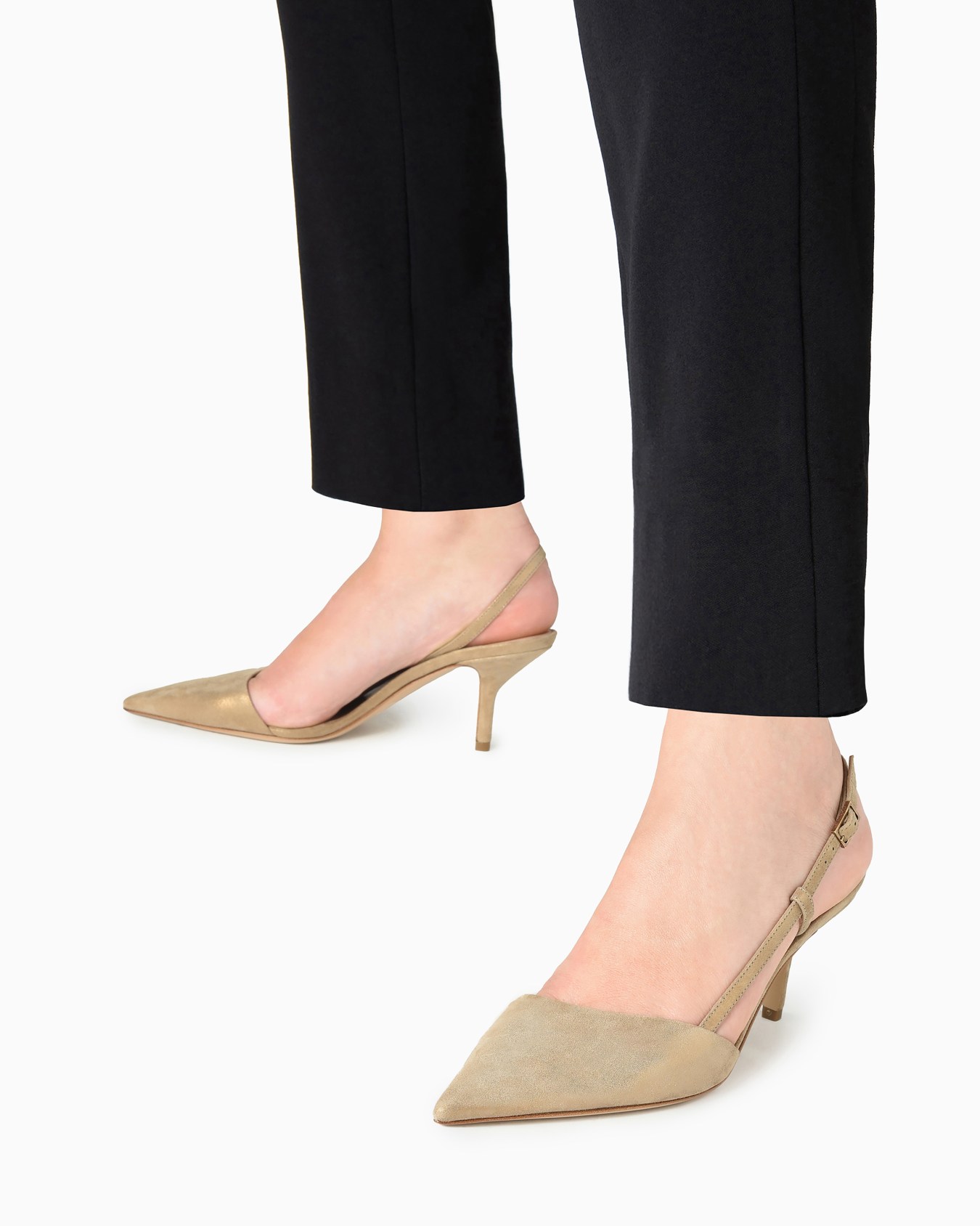Slingback in pelle scamosciata laminata Slide 5