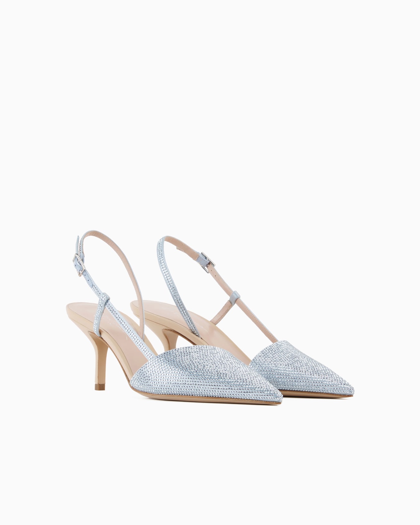 Satin and rhinestone slingbacks Slide 1