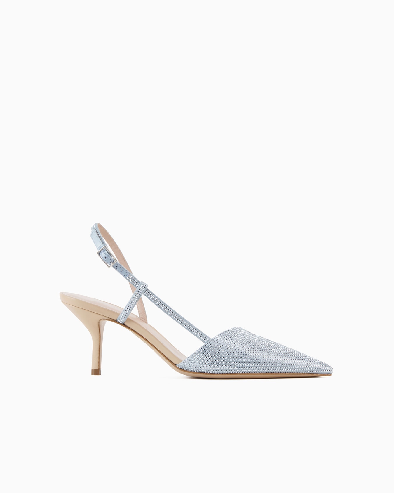 Satin and rhinestone slingbacks Slide 0