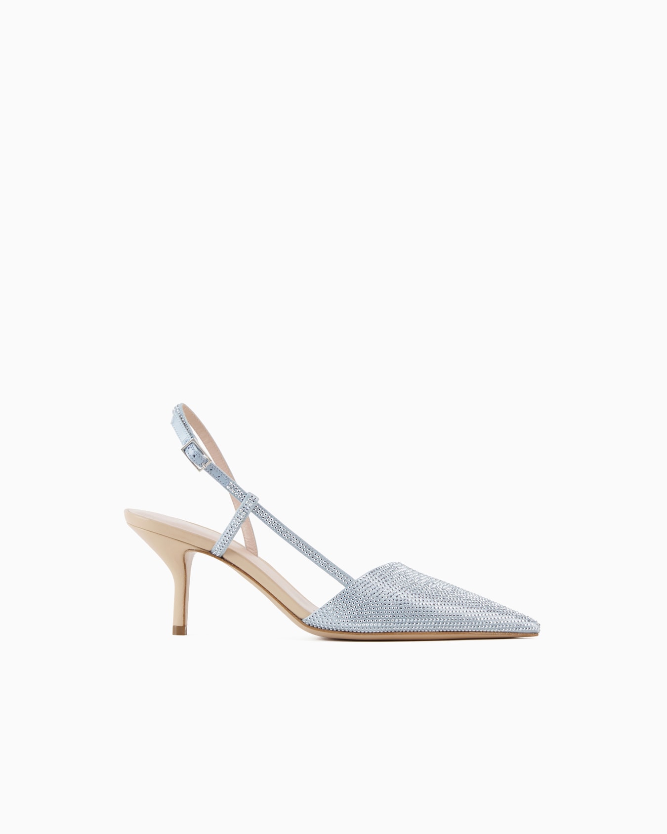 Satin and rhinestone slingbacks Slide 0