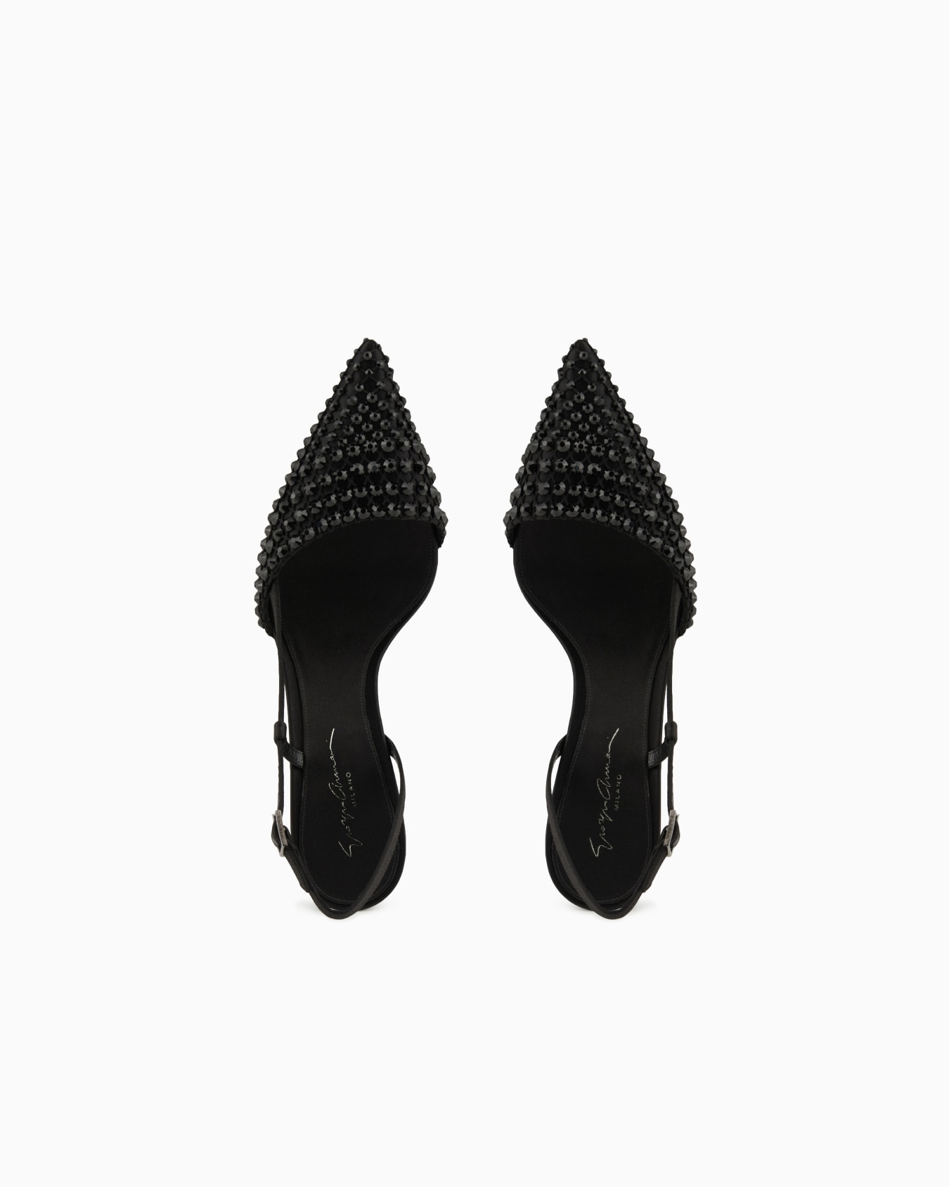 Satin, mesh and rhinestone slingbacks Slide 2